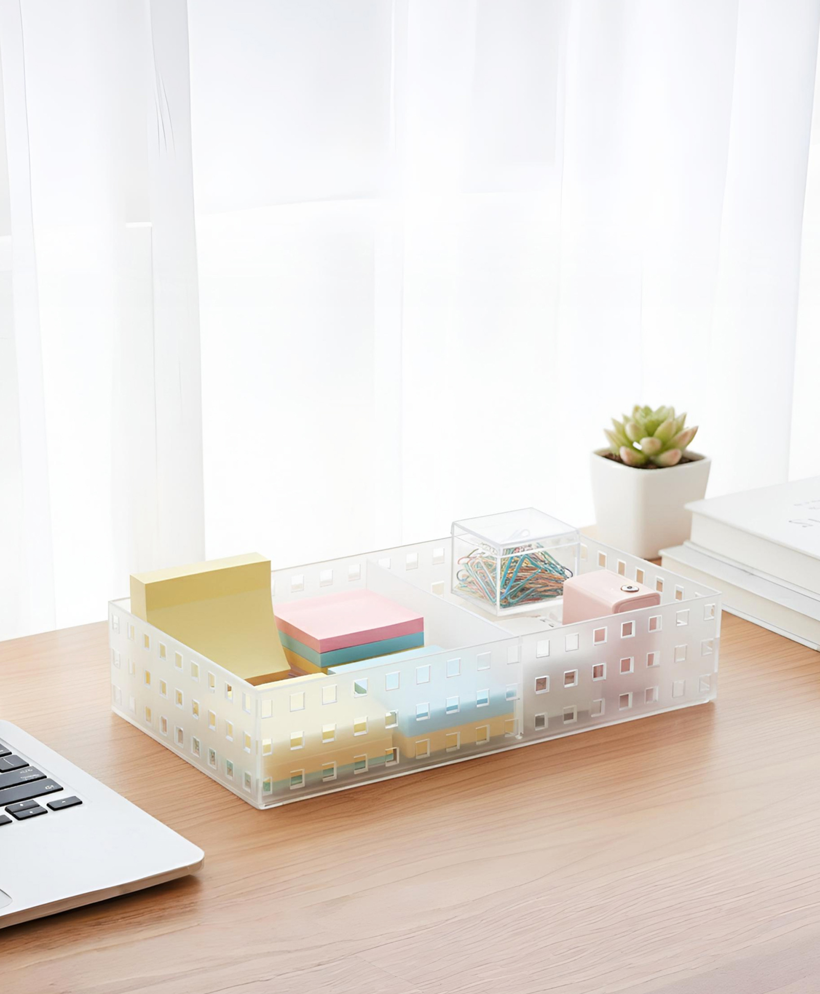 STOR Modular Polystyrene Storage Organiser 3.7L | With Rubber Feet | Frosted White-image-12