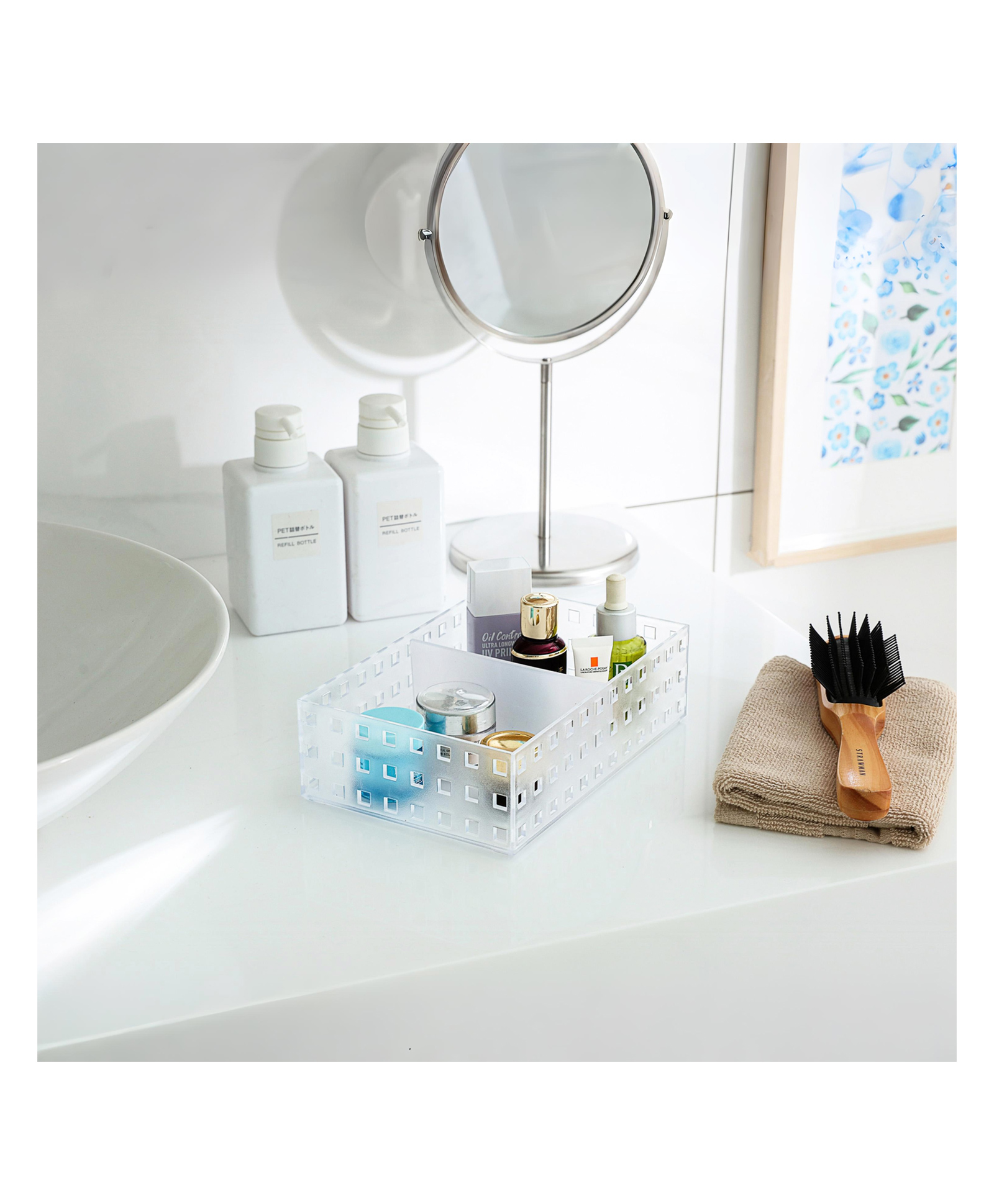 STOR Modular Polystyrene Storage Organiser 1.85L| With Rubber Feet | Frosted White-image-10