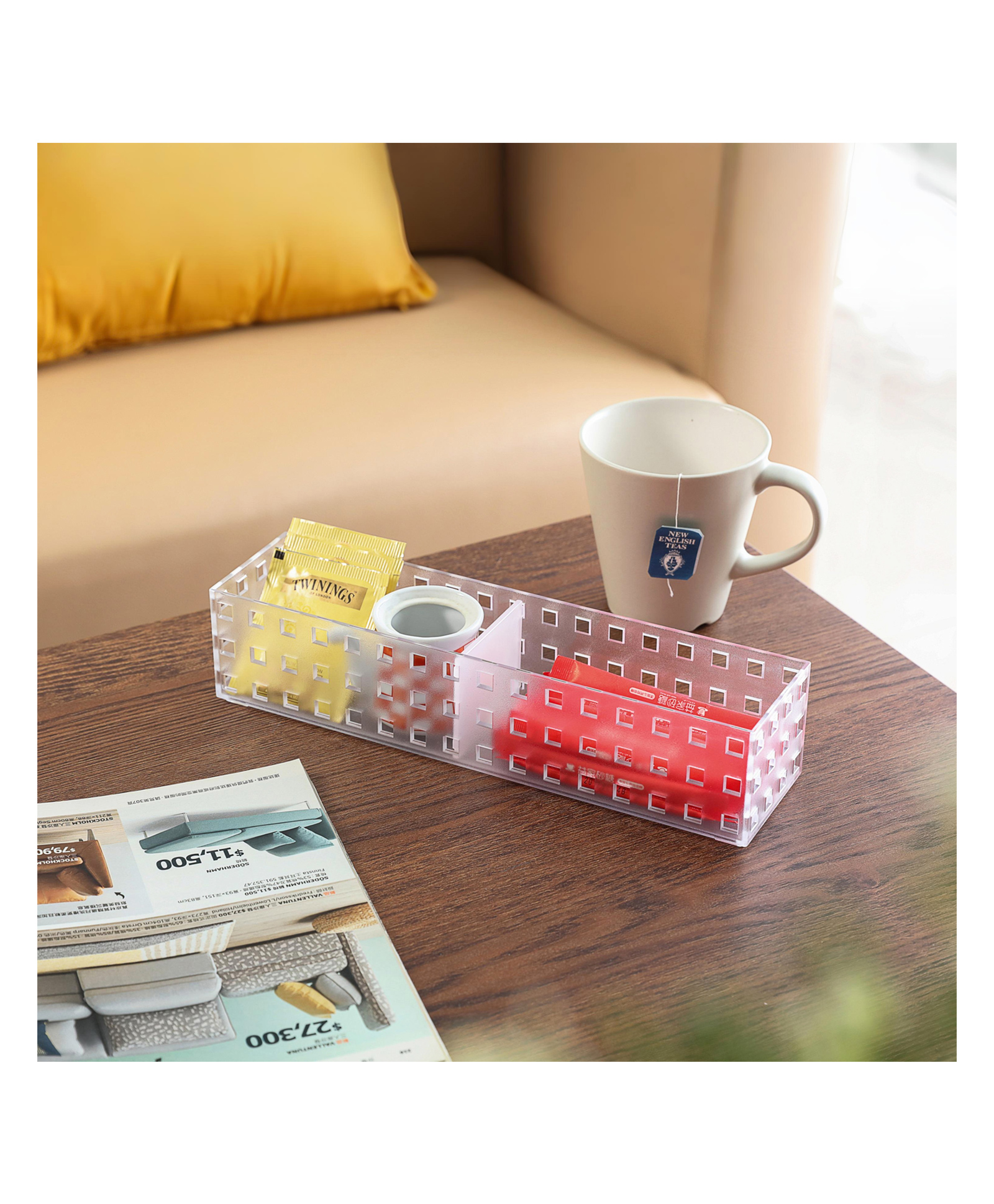 STOR Modular Polystyrene Storage Organiser 1.23L | With Rubber Feet | Frosted White-image-14