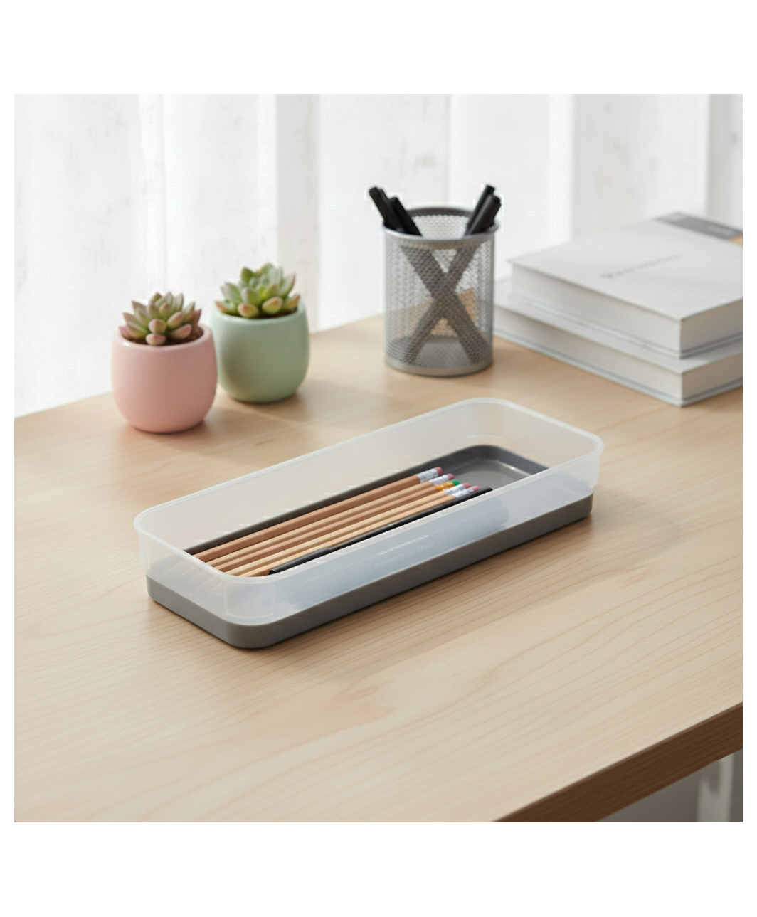 STOR Modular Polypropylene Storage Organiser 1.07L | Rounded Corners & Smooth Edges | Ash Gray & Transparent-image-3