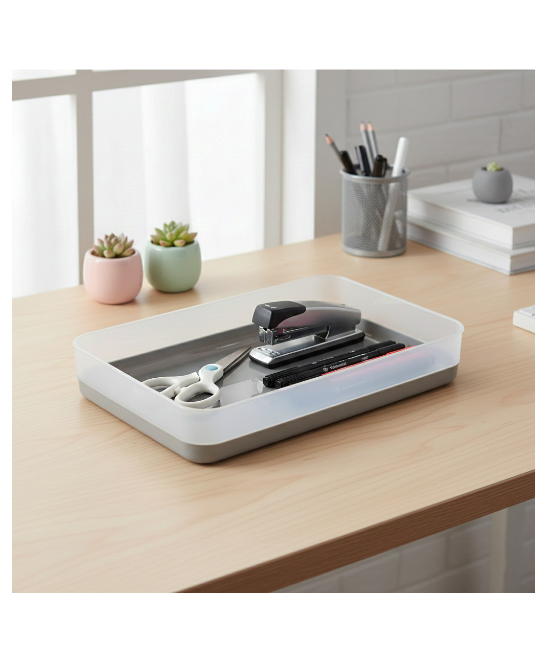 STOR Modular Polypropylene Storage Organiser 0.73L | Rounded Corners & Smooth Edges | Ash Gray & Transparent-picture-10