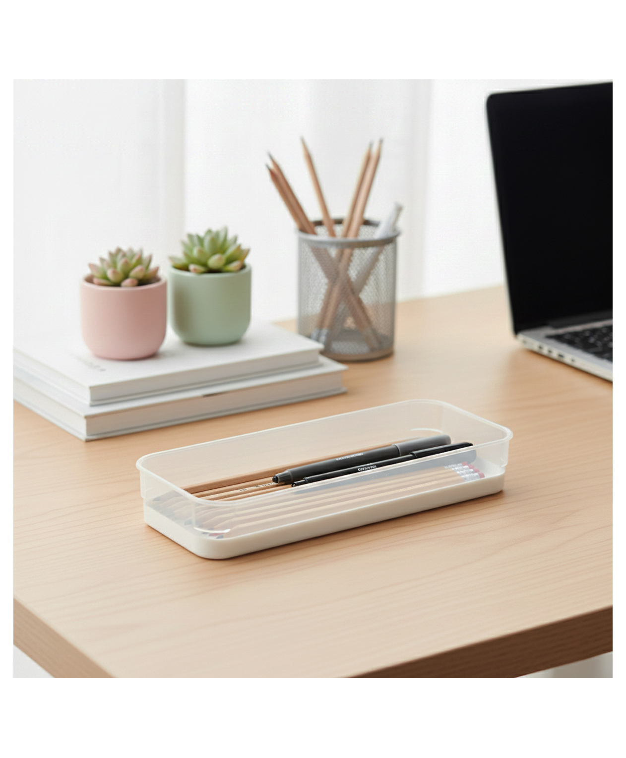 STOR Modular Polypropylene Storage Organiser 1.07L | Rounded Corners & Smooth Edges | Ecru White & Transparent-image-7