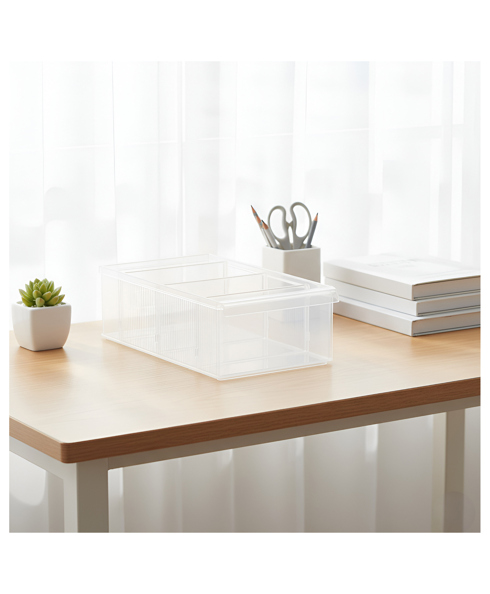 STOR Stackable Polypropylene Storage Bin 3.31L| Ideal for Home & Office | Frosted White-image-6