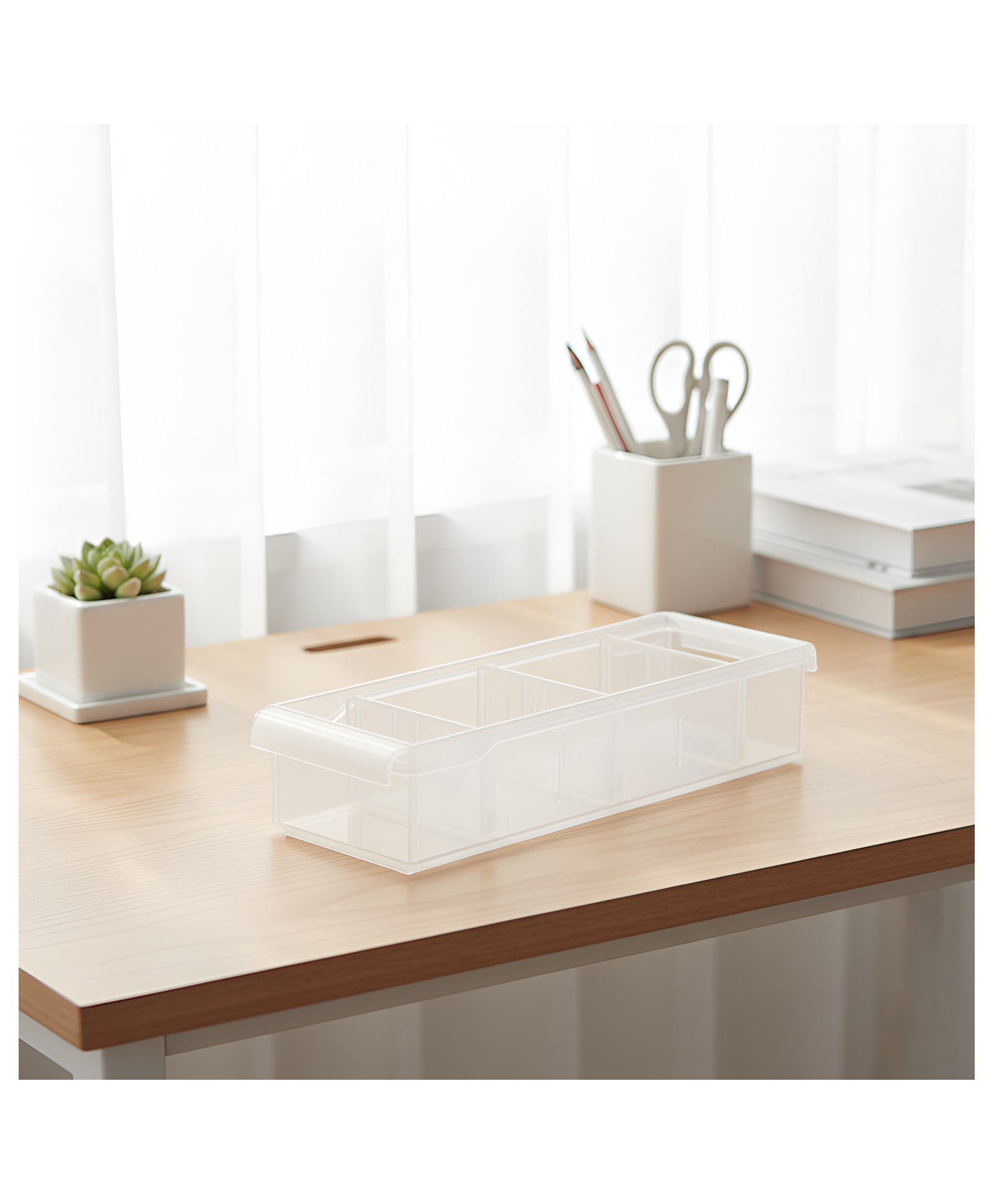 STOR Stackable Polypropylene Storage Bin 1.36L | Ideal for Home & Office | Frosted White-image-7