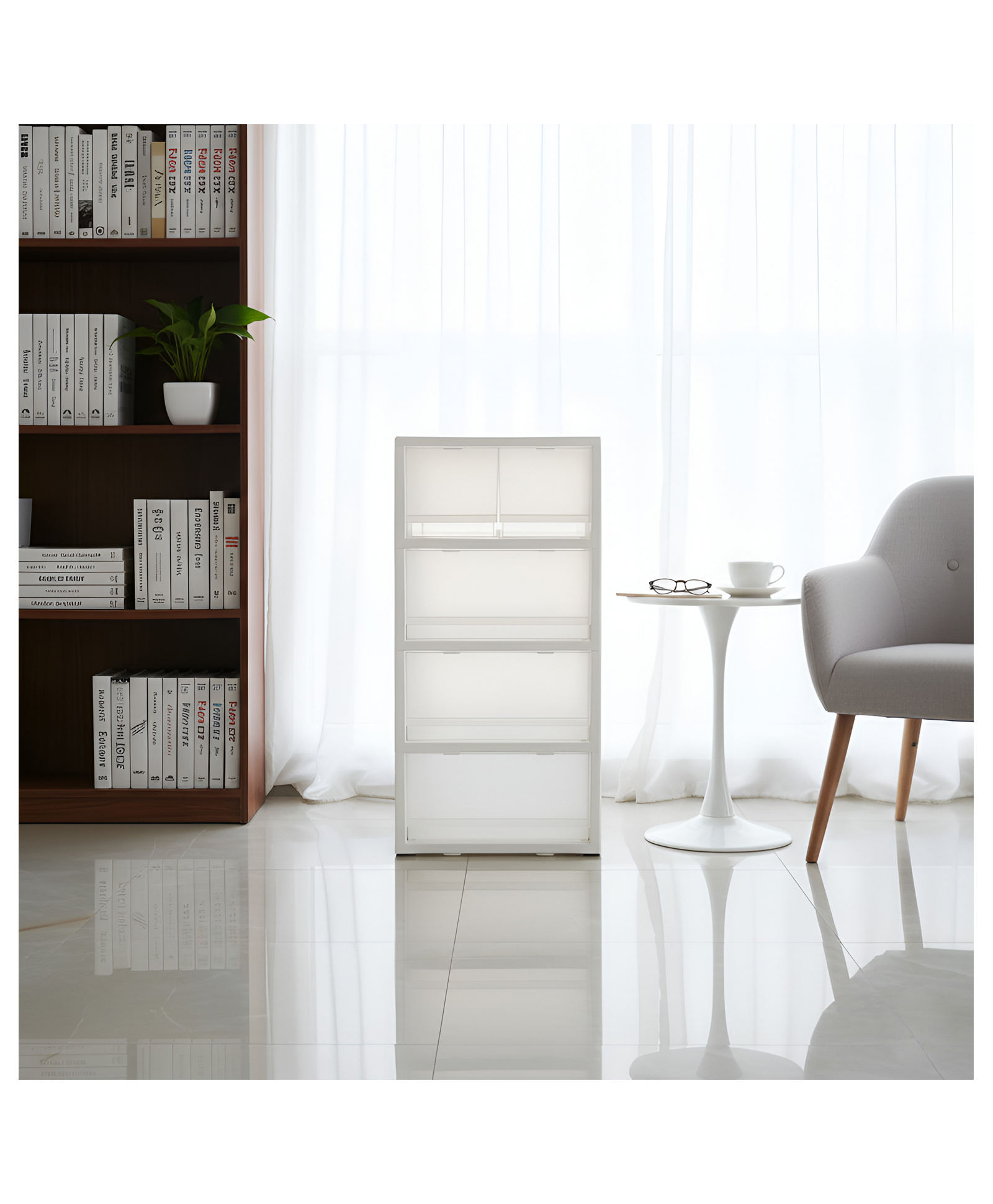 STOR Modular Polypropylene 5-Drawer Set Storage 128.26L | Unit Smooth Gliding Drawers | Frosted White-image-3