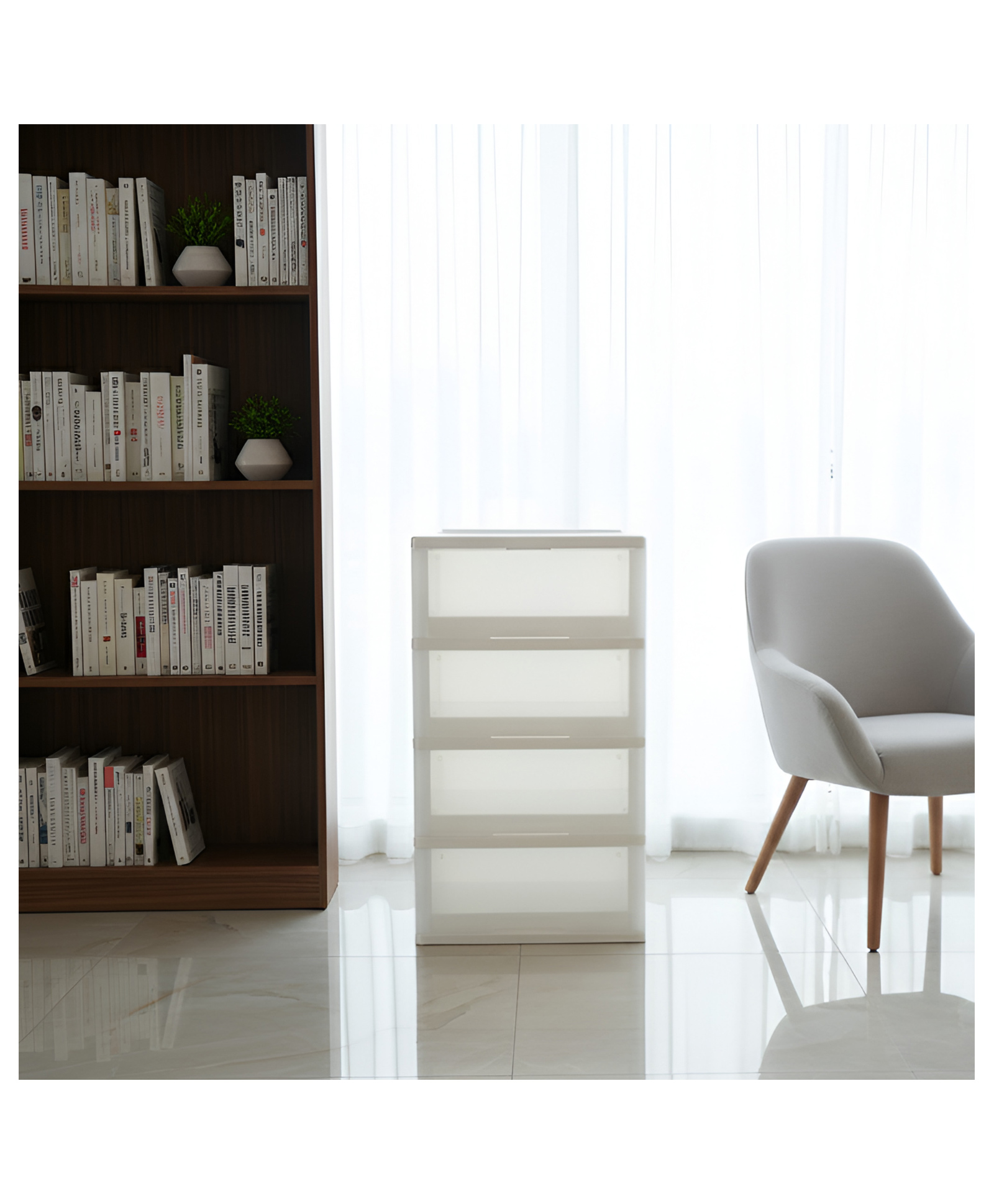 STOR Modular Polypropylene 4-Drawer Set Storage Unit 232.50L | Smooth Gliding Drawers | Frosted White-image-13
