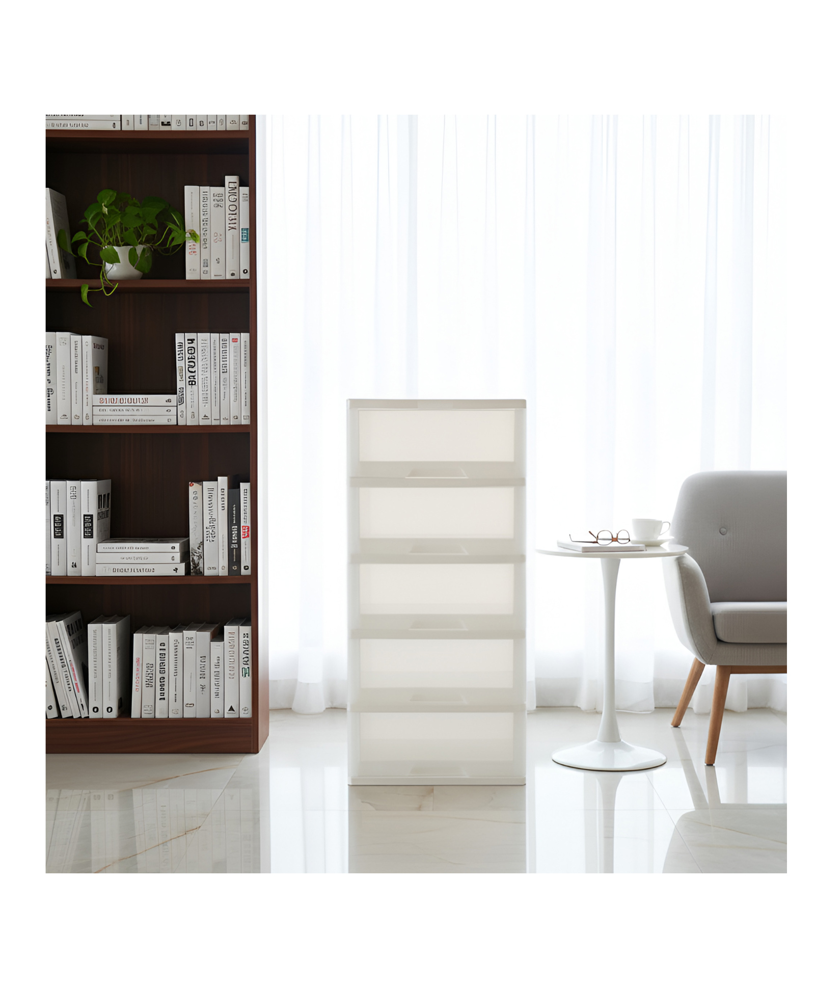 STOR Modular Polypropylene 4-Drawer Set Storage Unit 288.14L | Smooth Gliding Drawers | Frosted White-image-3
