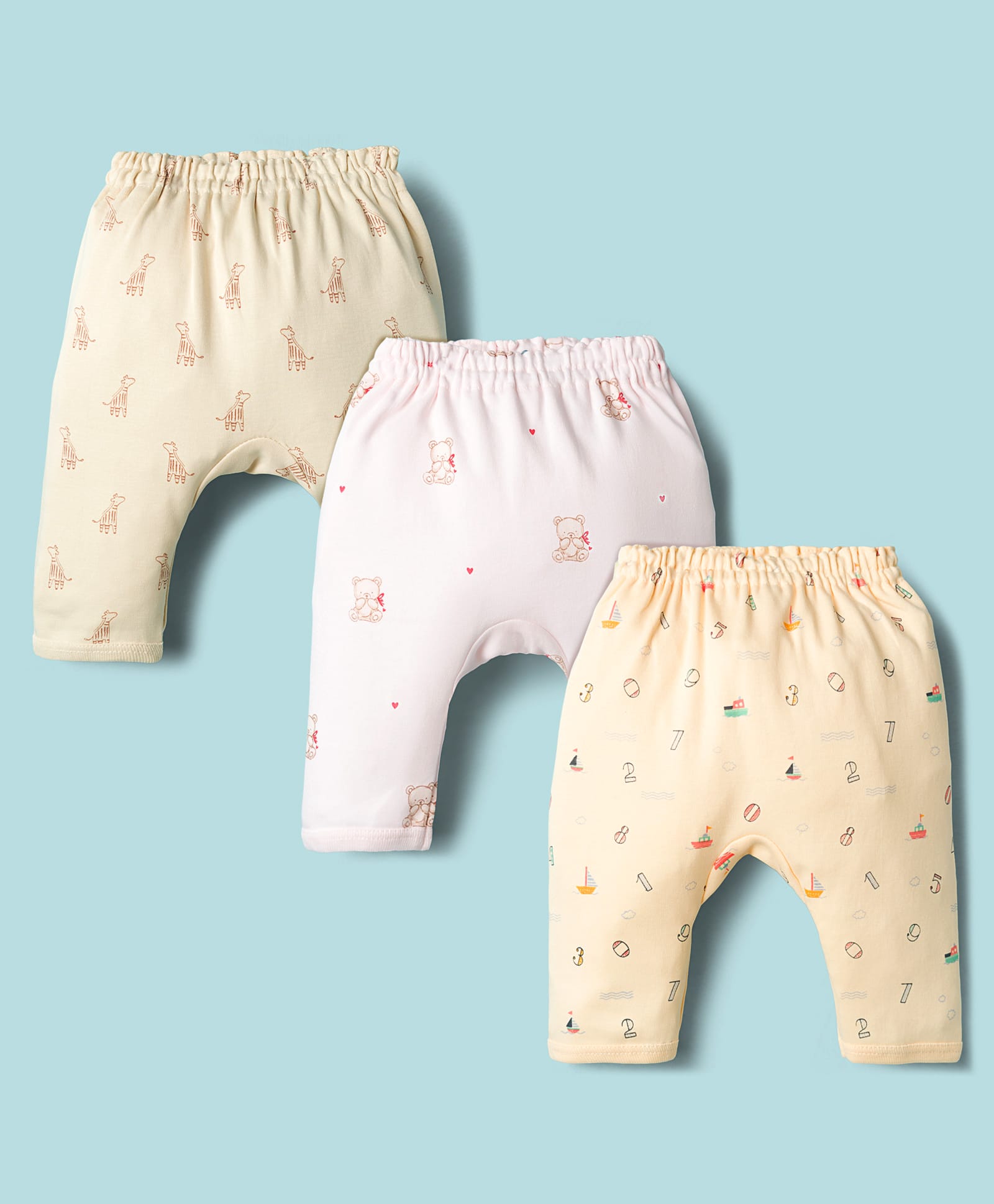 Zero Interlock Knit Full Length Diaper Leggings With Animal Print Pack of 3 - Multicolor-image-33