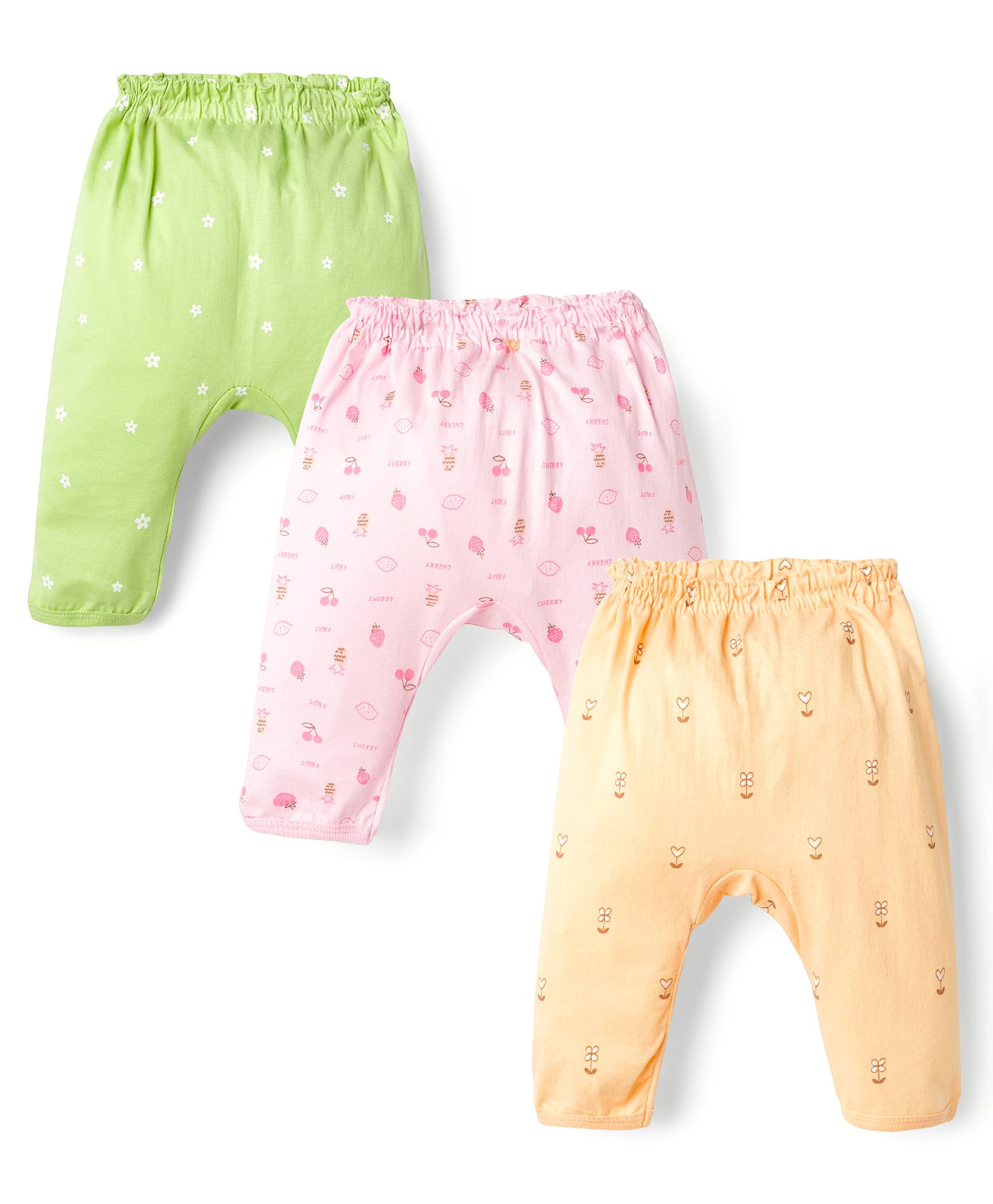 Zero Interlock Knit Full Length Diaper Leggings With Floral & Fruit Print Pack of 3 - Multicolor-image-37