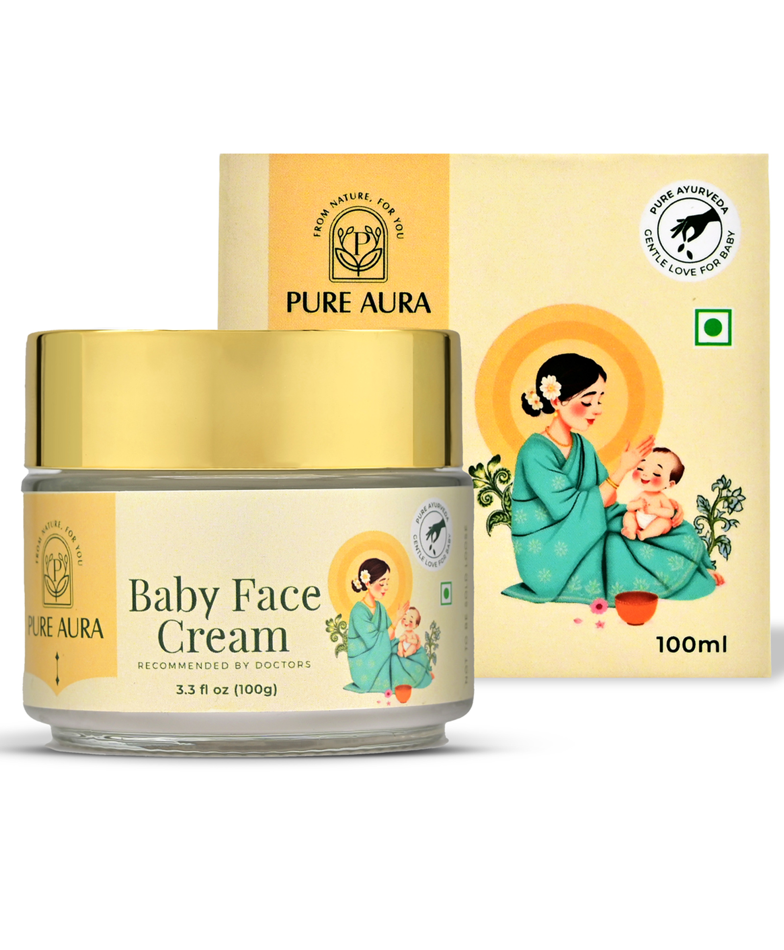 Pure Aura Gentle Baby Face Cream with Almond Oil & Aloe Vera - 100 g