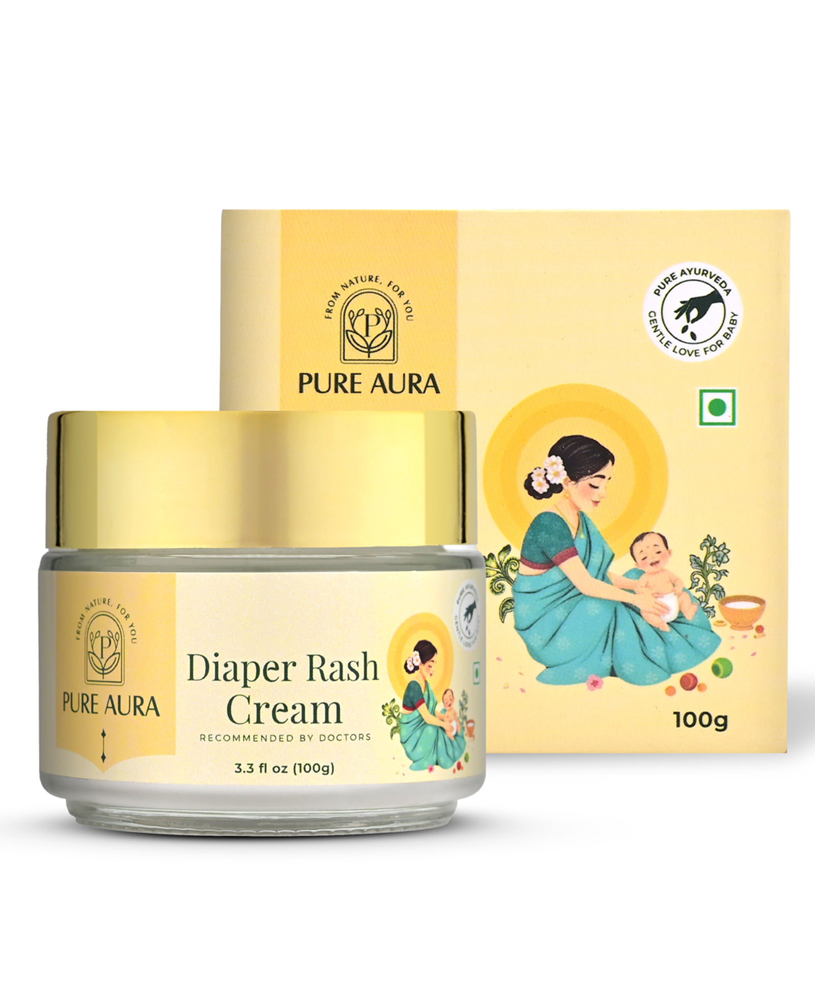 Pure Aura Diaper Rash Cream with Coconut Chamomile & Chakramarda 100 g