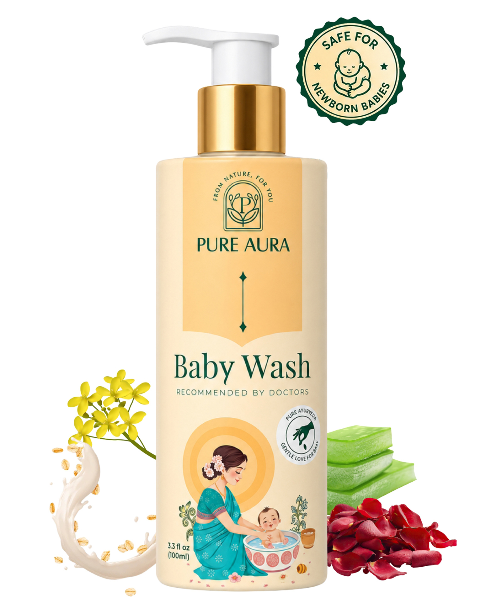 Pure Aura Baby Wash with Aloe Vera, Indian Oatmeal & Coconut Oil - 100 ml-image-35