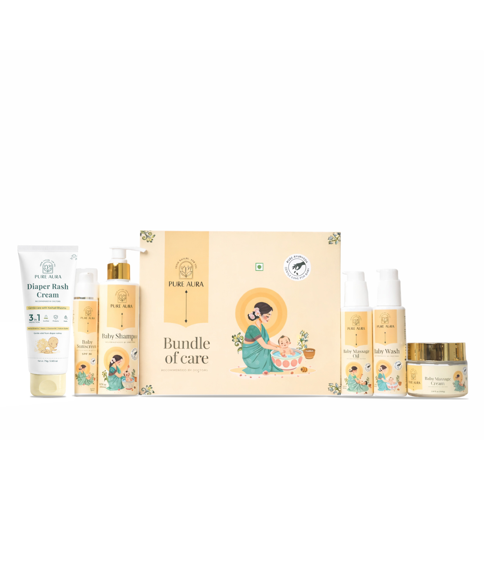 Pure Aura Baby Care Wellness Kit with Body Wash Lotion Massage Oil Moisturiser Diaper Rash Cream & SPF 30 Sunscreen - 650 ml-picture-25