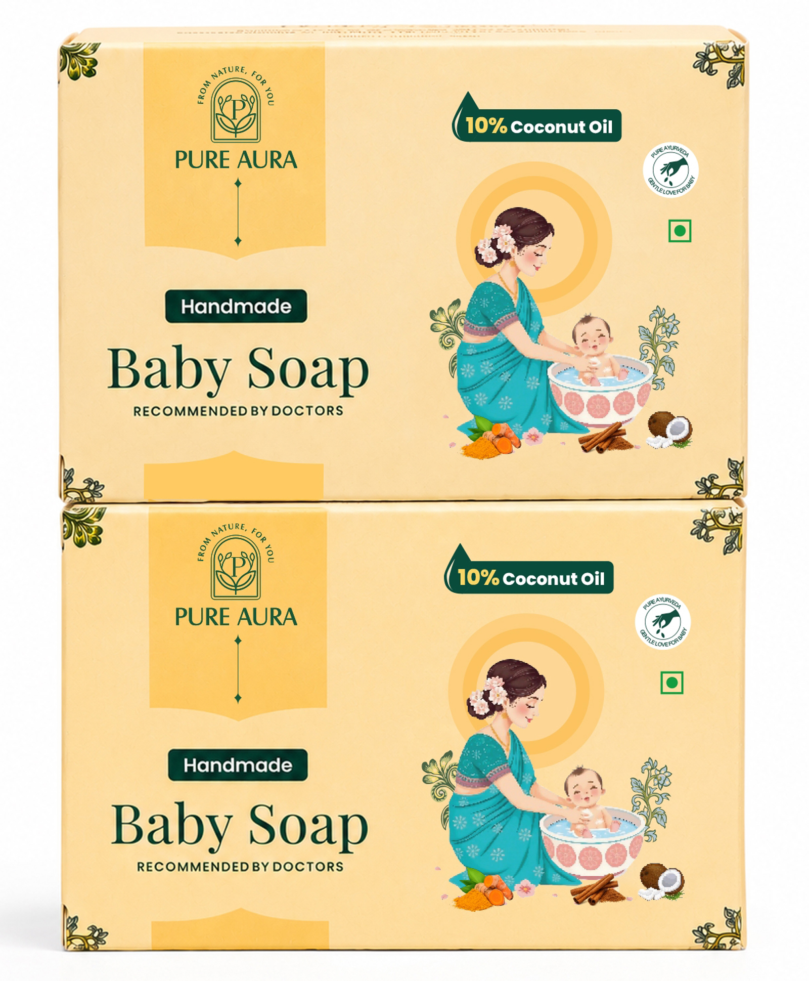Pure Aura Chemical-Free Coconut Shea Baby Bath Soap Pack of 2 - 100 g Each-image-14