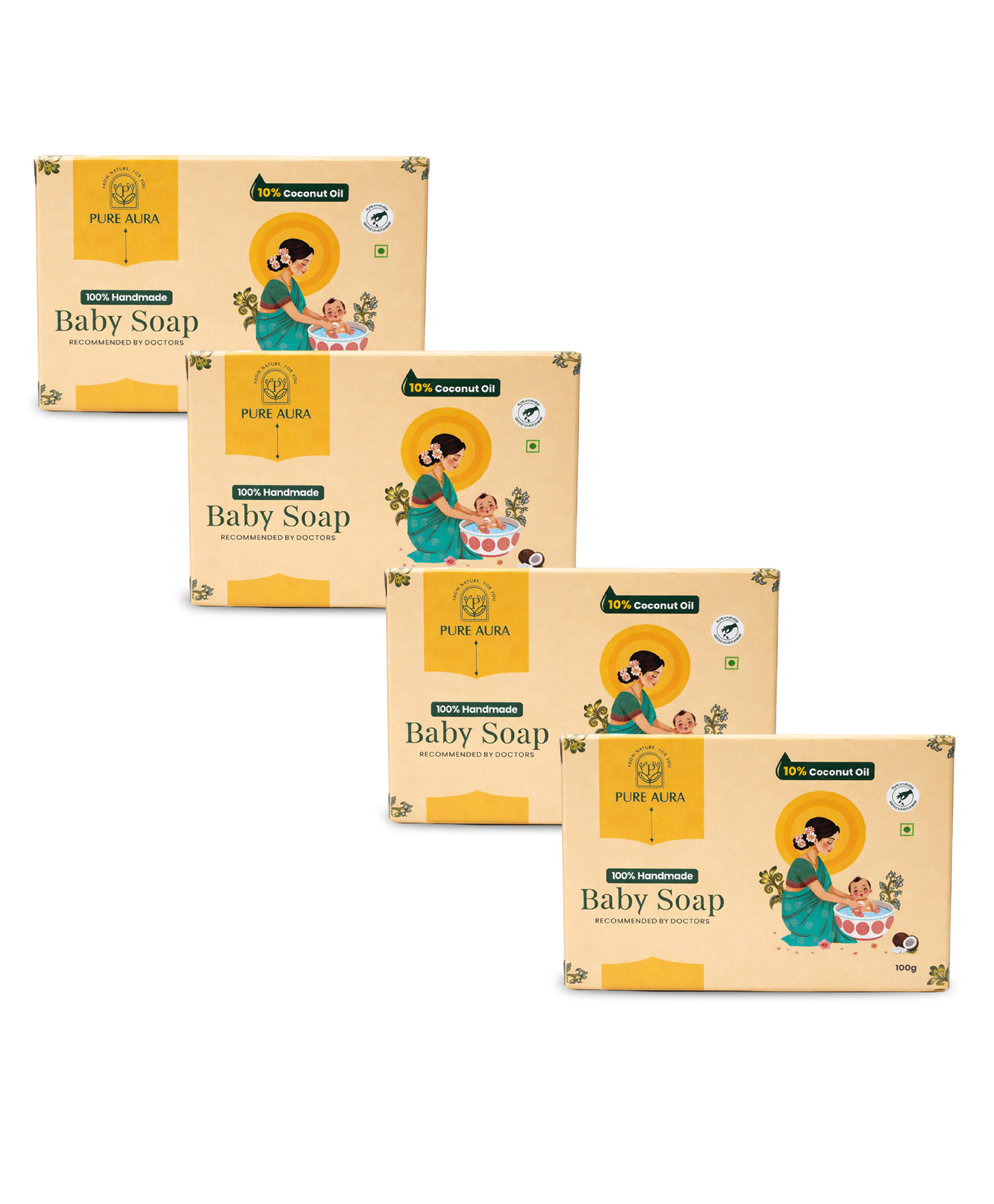 Pure Aura Chemical-Free Coconut Shea Baby Bath Soap Buy 3 Get 1 Free - 100 g Each-image-15