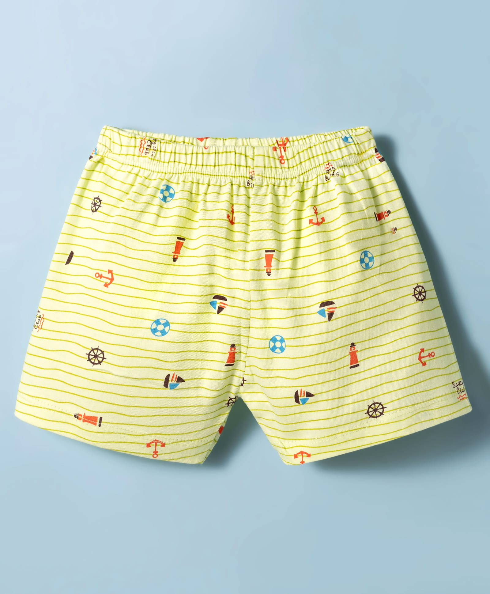 Tango Single Jersey Knit Knee Length Shorts With Nautical Theme Print - Light Green-picture-29