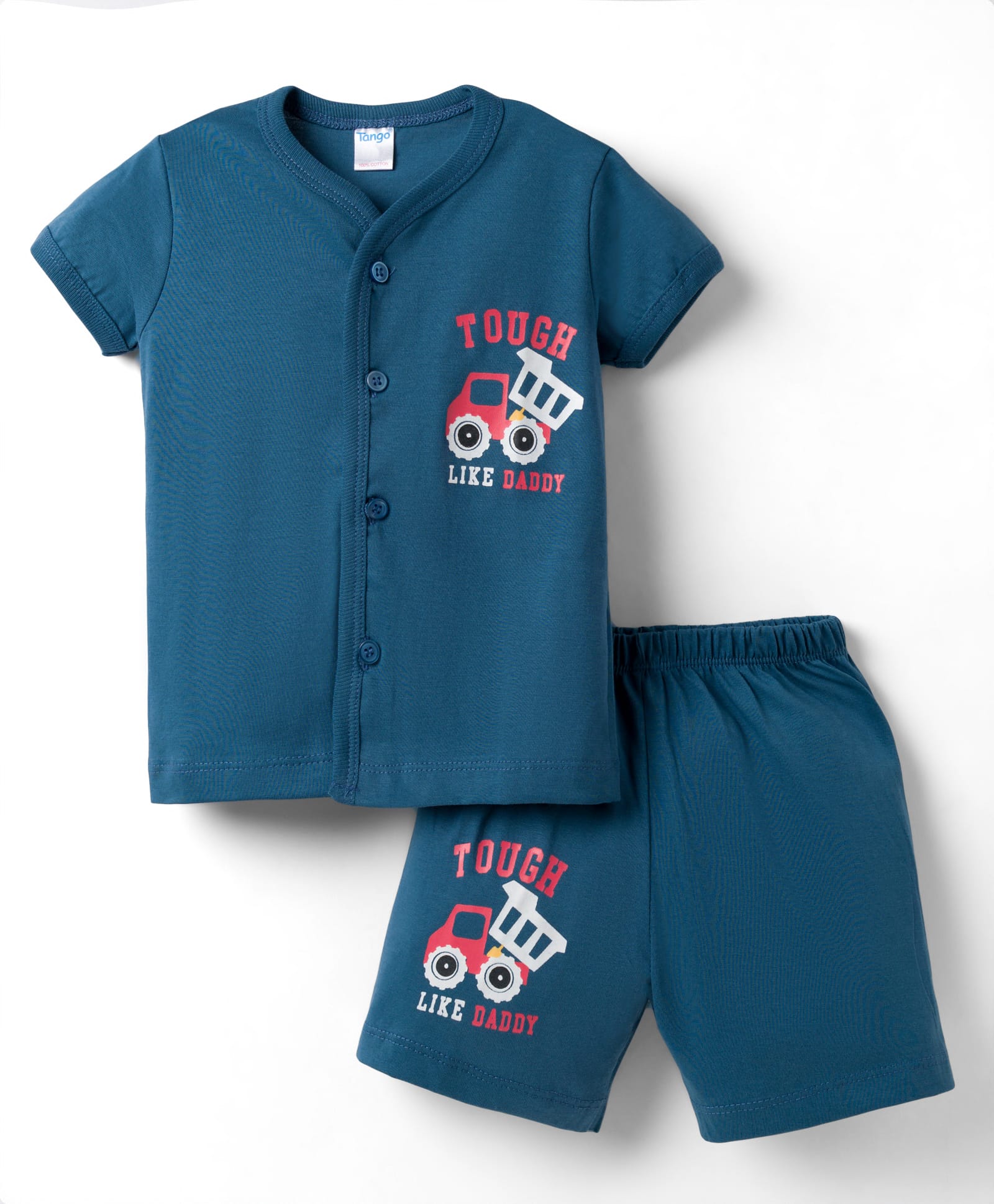 Tango Single Jersey Knit Half Sleeves T-Shirt & Shorts Co-ord Night Suit With Truck Print - Blue-picture-21
