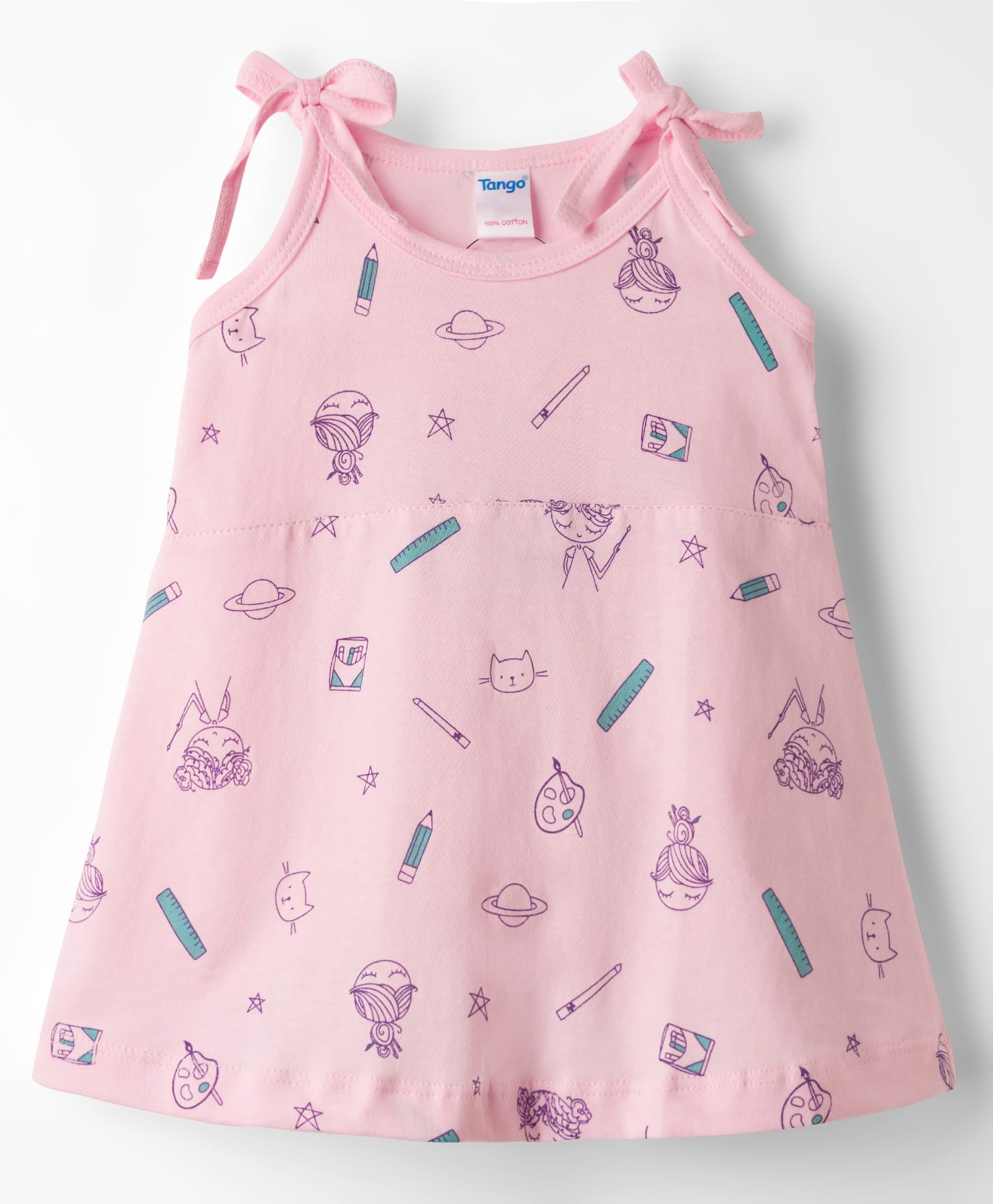 Tango Single Jersey Knit Sleeveless Cat Printed Slip -Pink-picture-19