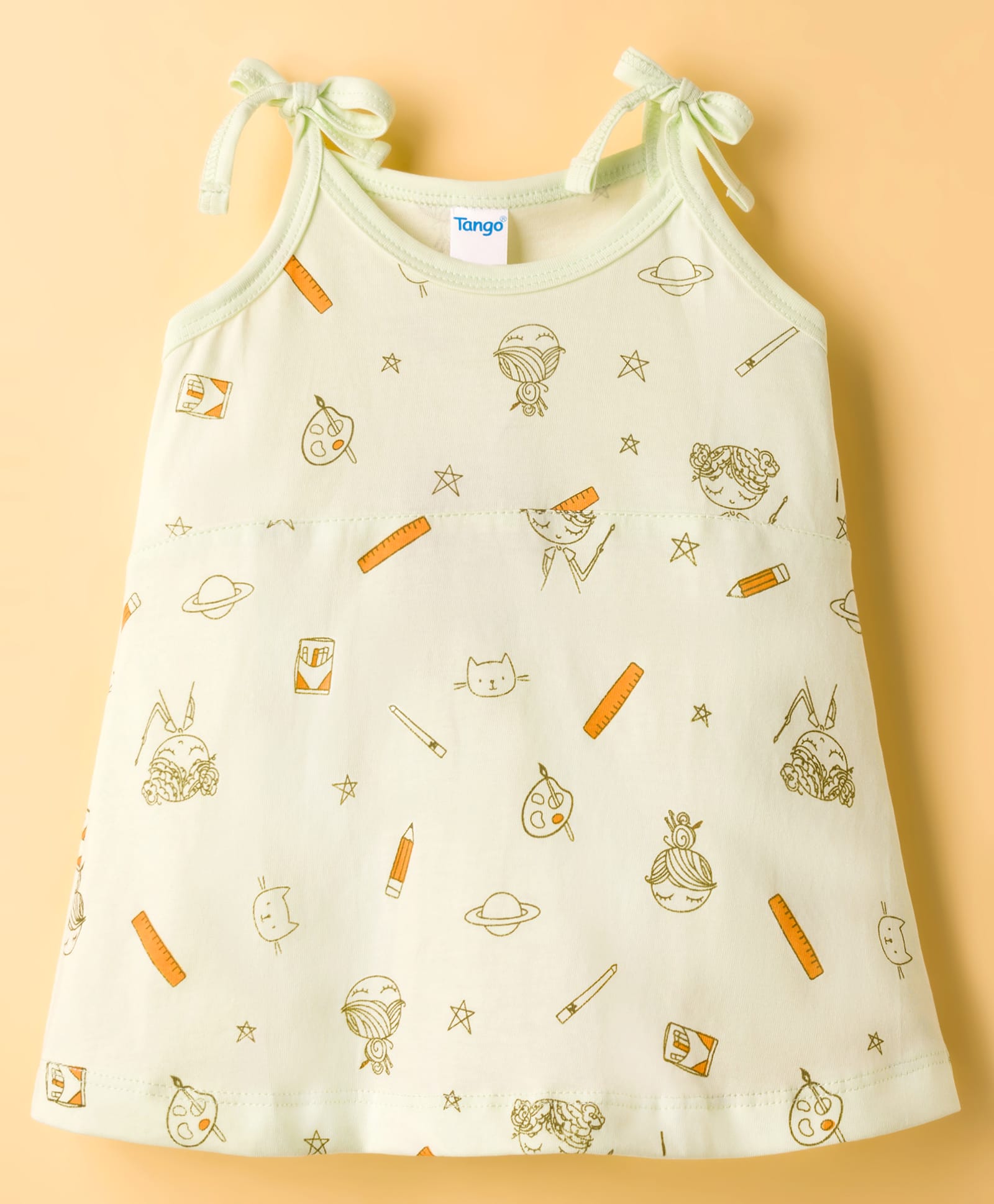 Tango Single Jersey Knit Sleeveless Cat Printed Slip -Light Green-picture-27