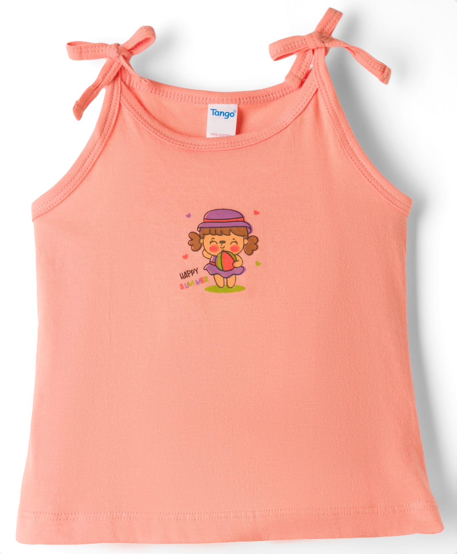 Tango Single Jersey Knit Sleeveless Slip With Girl Print - Orange-picture-10
