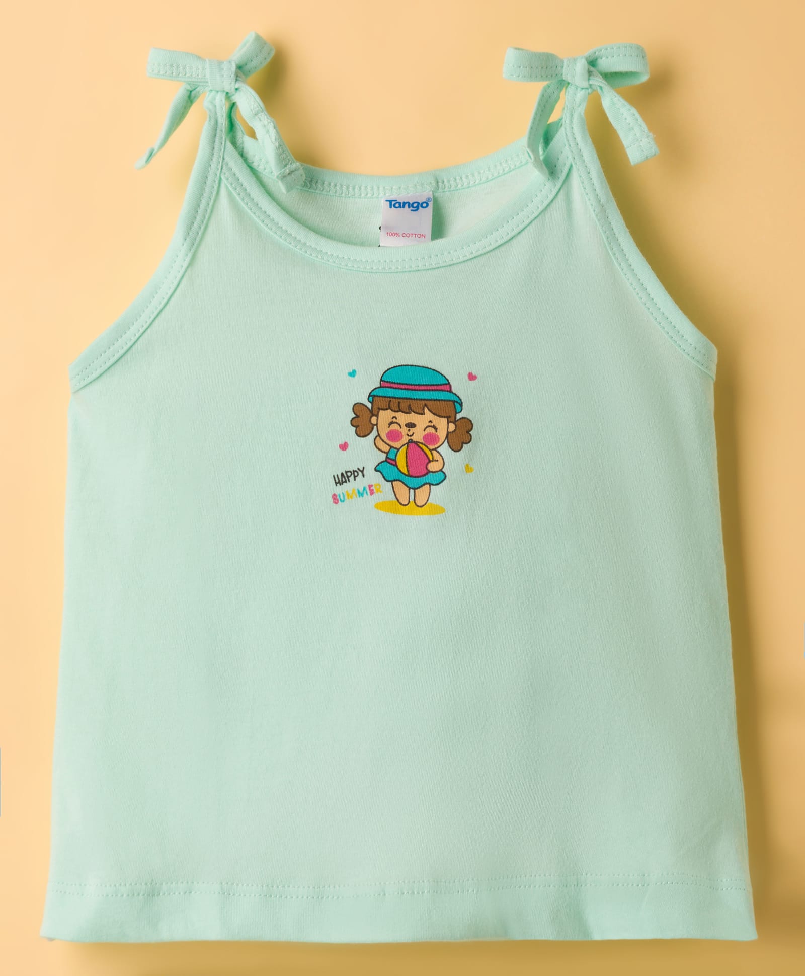 Tango Single Jersey Knit Sleeveless Slip With Girl Print - Aqua Blue-image-20