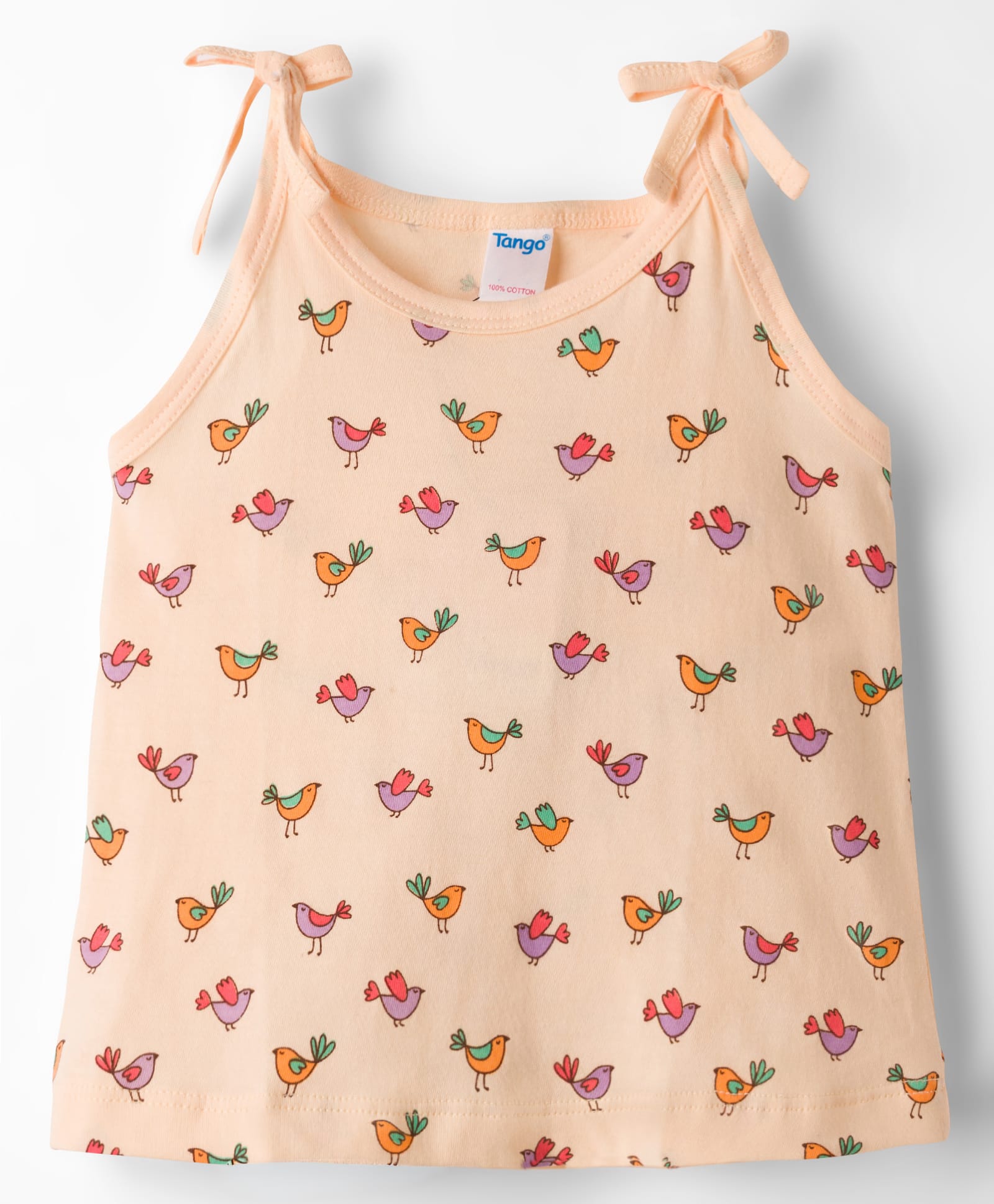 Tango Single Jersey Knit Birds Printed Sleeveless Slip - Cream-image-49