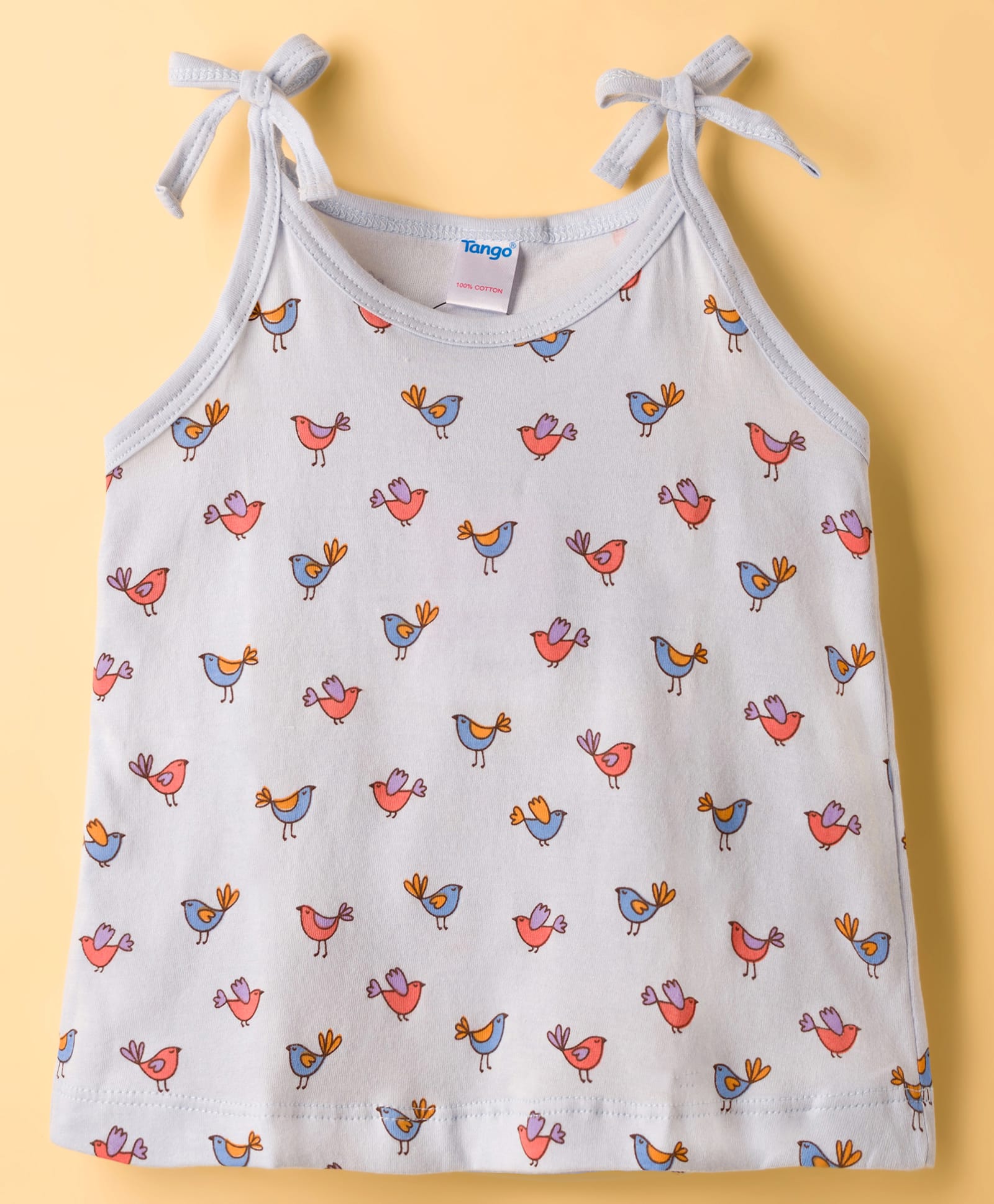 Tango Single Jersey Knit Birds Printed Sleeveless Slip - Light Blue-image-22