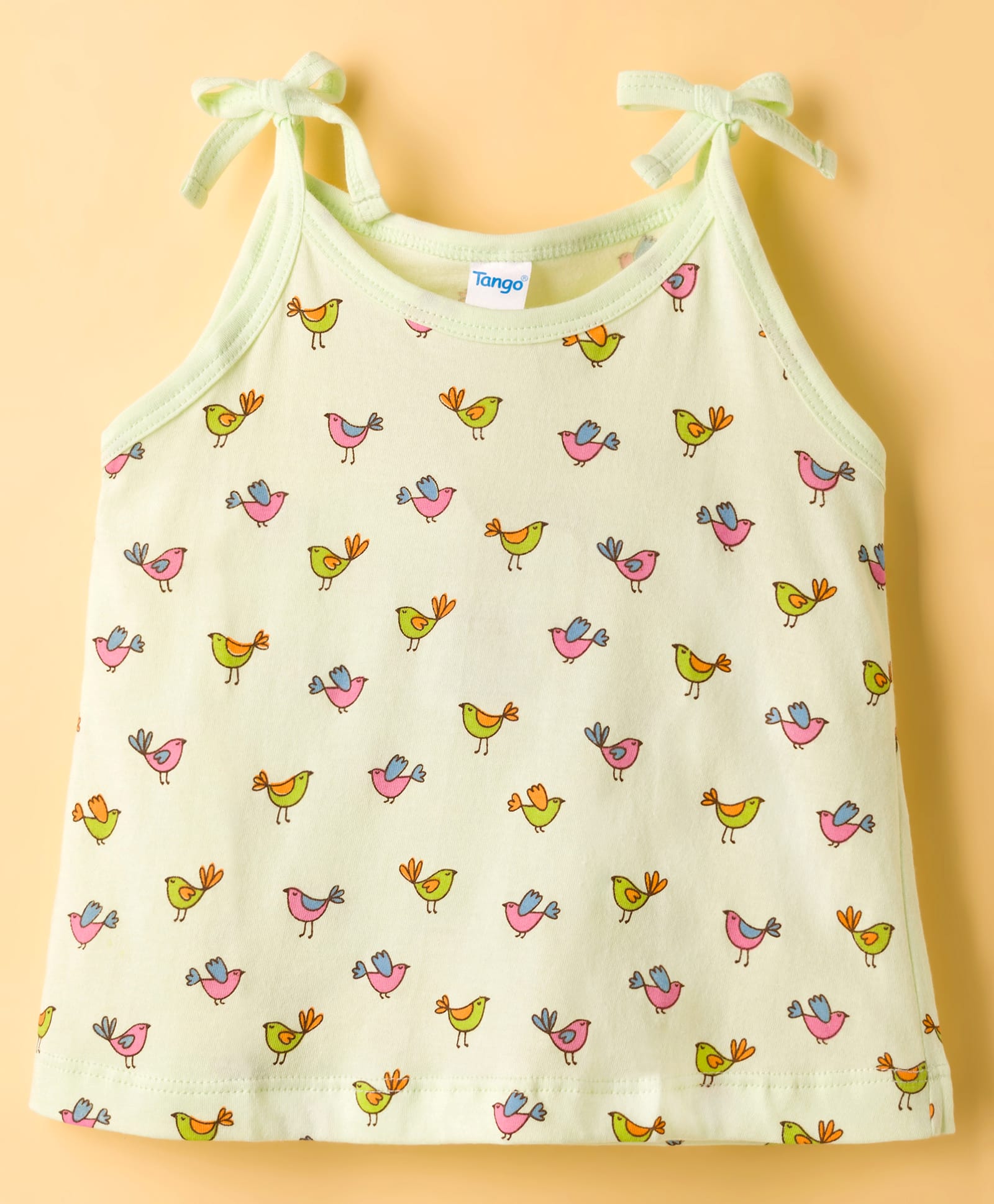 Tango Single Jersey Knit Birds Printed Sleeveless Slip - Light Green-image-21