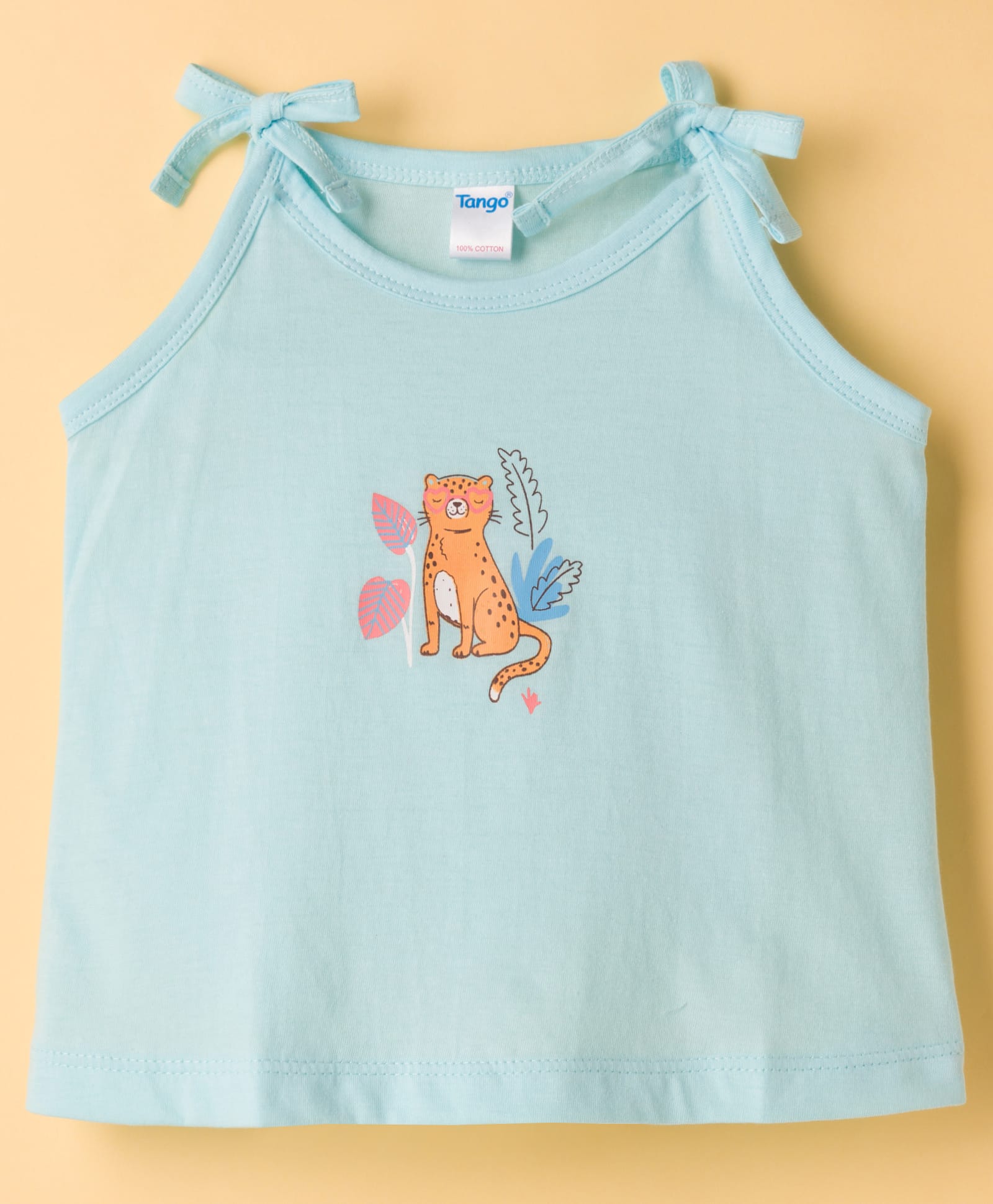 Tango Single Jersey Knit Sleeveless Cheetah Printed Slip - Aqua Blue-image-15