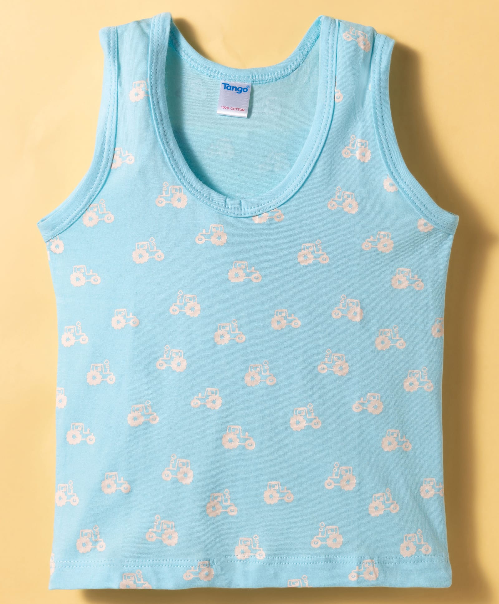 Tango Single Jersey Knit Tractor Printed Sleeveless Vest - Light Blue-image-39