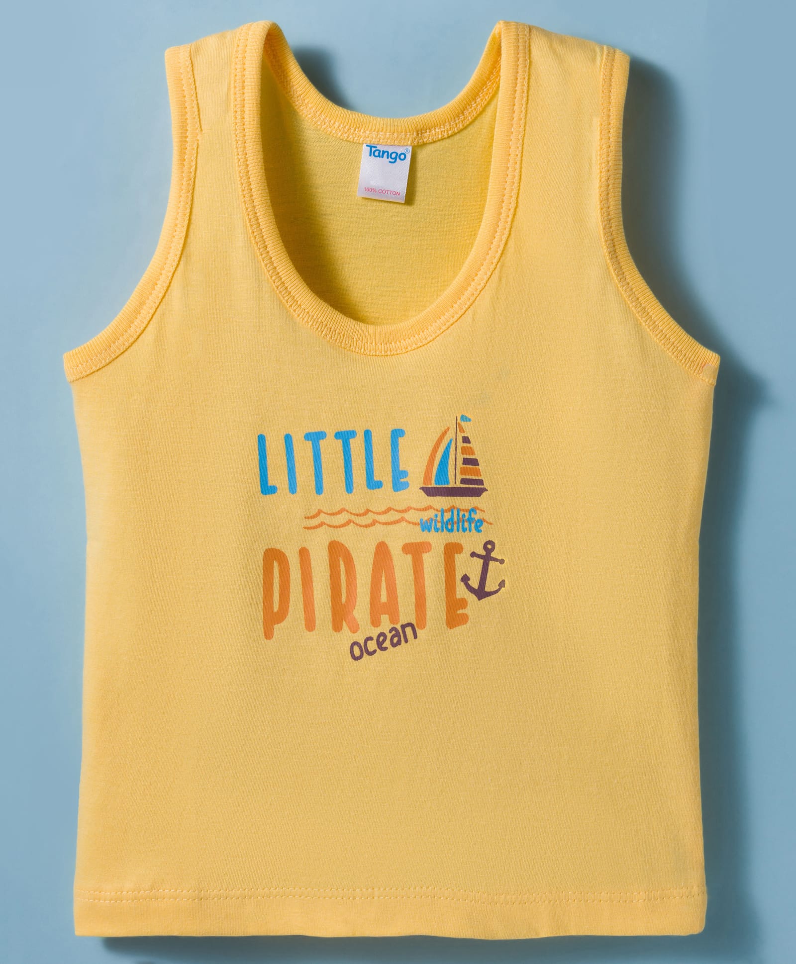 Tango Single Jersey Knit Sleeveless Nautical Theme Printed Vest - Yellow-image-47