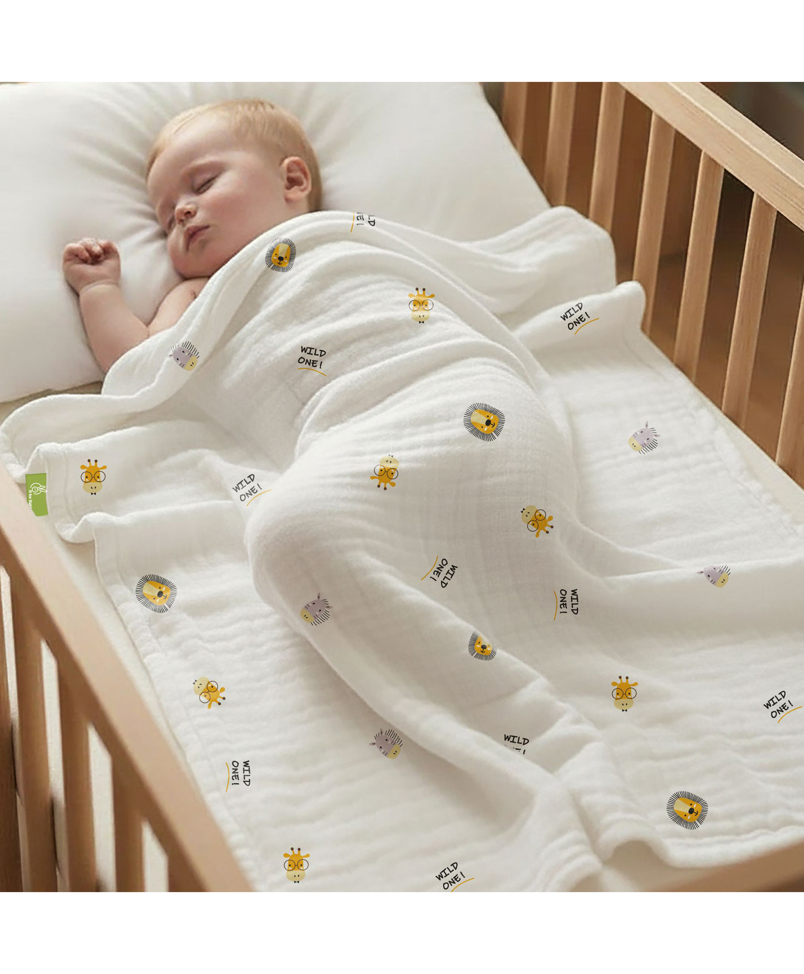 R for Rabbit Softkins Muslin Blanket for Newborn Baby 6 Layers Cotton Fabric Soft Breathable Lightweight All-Season Swaddle for Cuddling Stroller Rides Naptime 100 x 100 cms, 0+ Months (Safari White)-image-48