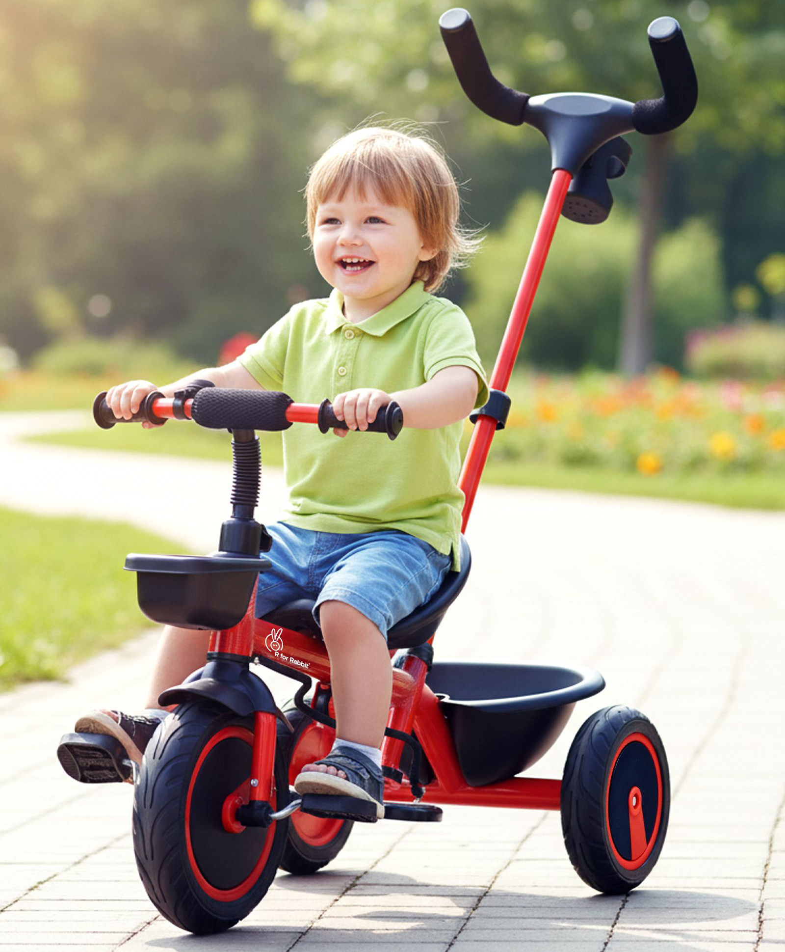 R for Rabbit Tiny Toes R20 Plus Tricycle for Kids with Rubber Wheels Adjustable Parental Control Front & Rear Storage Basket - Red-picture-42