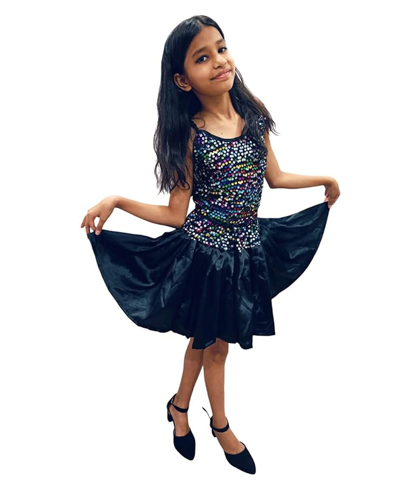 BookMyCostume Sleeveless Sequins Embellished Fancy Dress Costume - Black & Multi Colour-image-33