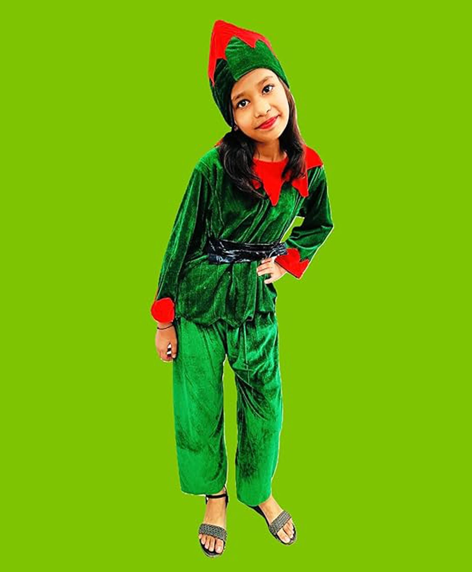BookMyCostume Full Sleeves Elf Costume Set - Green & Red-image-29