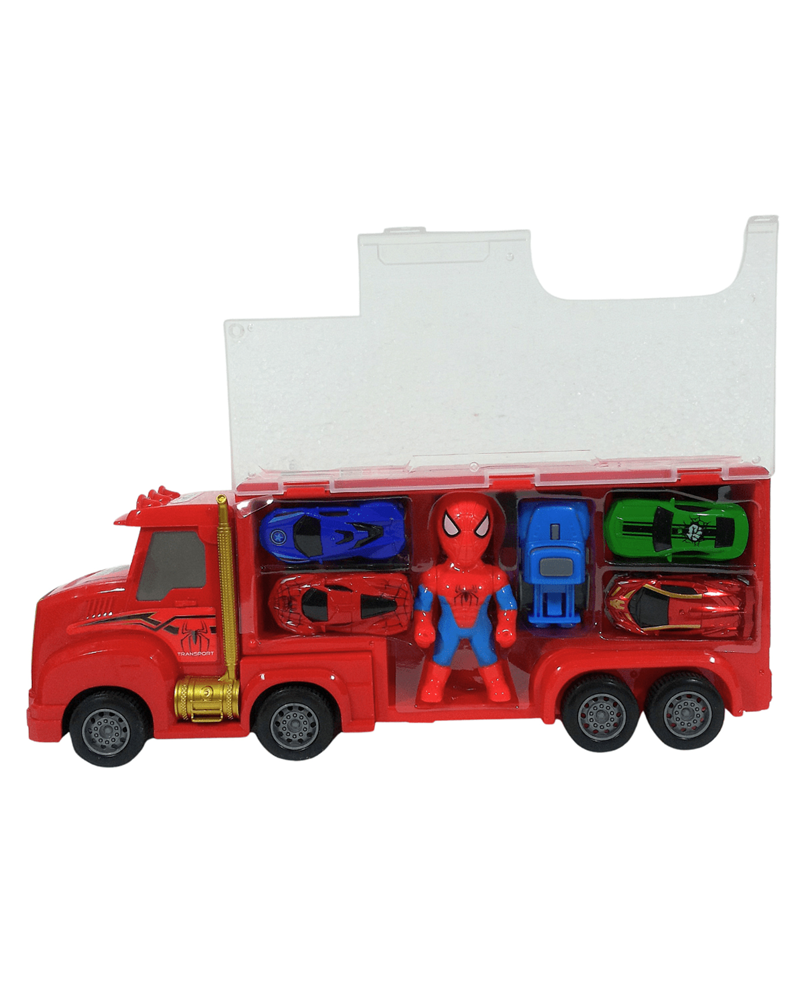 Azhari Marvel Spider-Man Carrier Truck Playset with several included racing cars & Superheroe Toy for kids Color May Vary-image-11