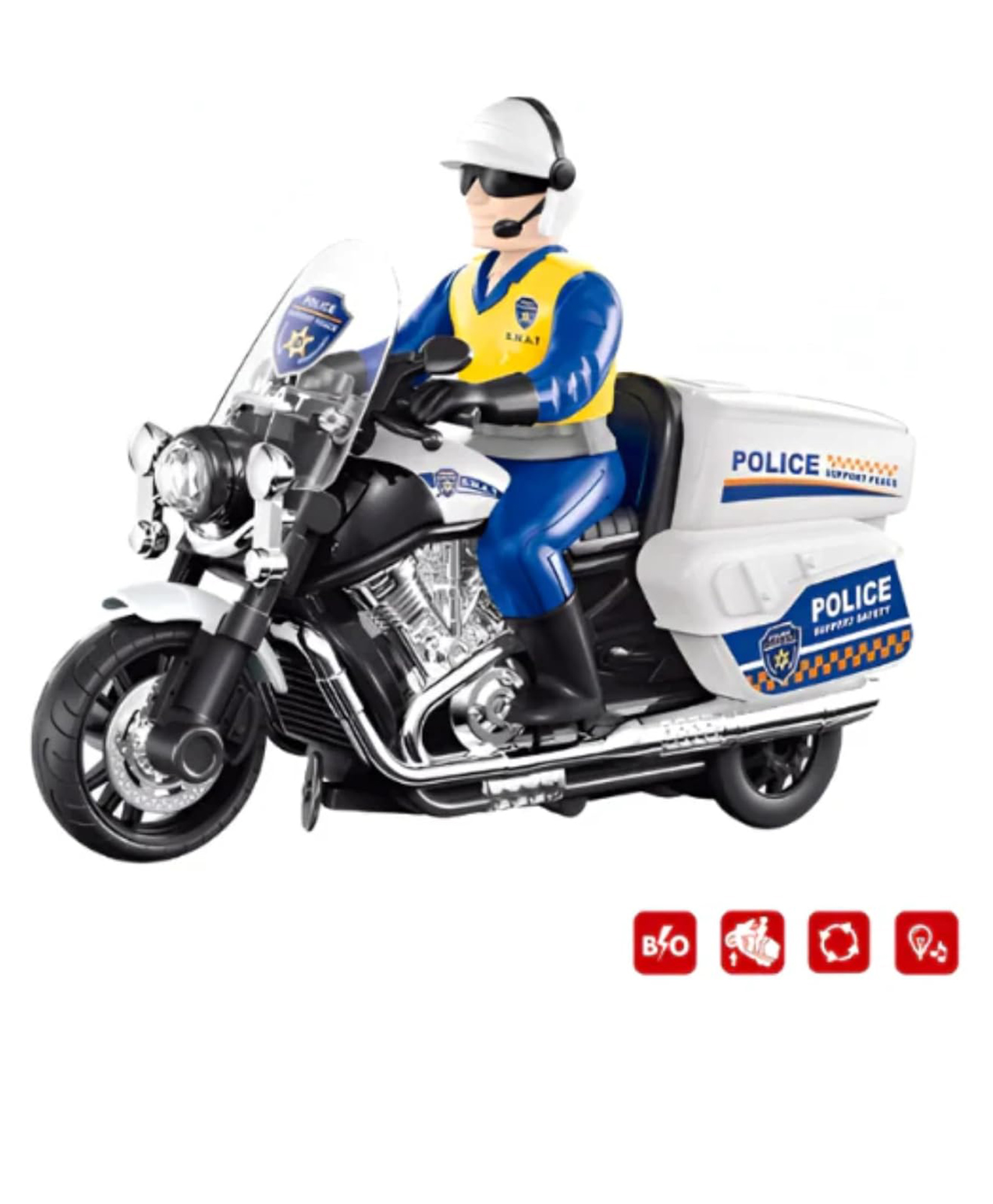 Azhari Battery Operated City Police Stunt Motorcycle with Lights & Sounds 360° Rotation, Head-Up Stunts For Kids Color May Vary-picture-28