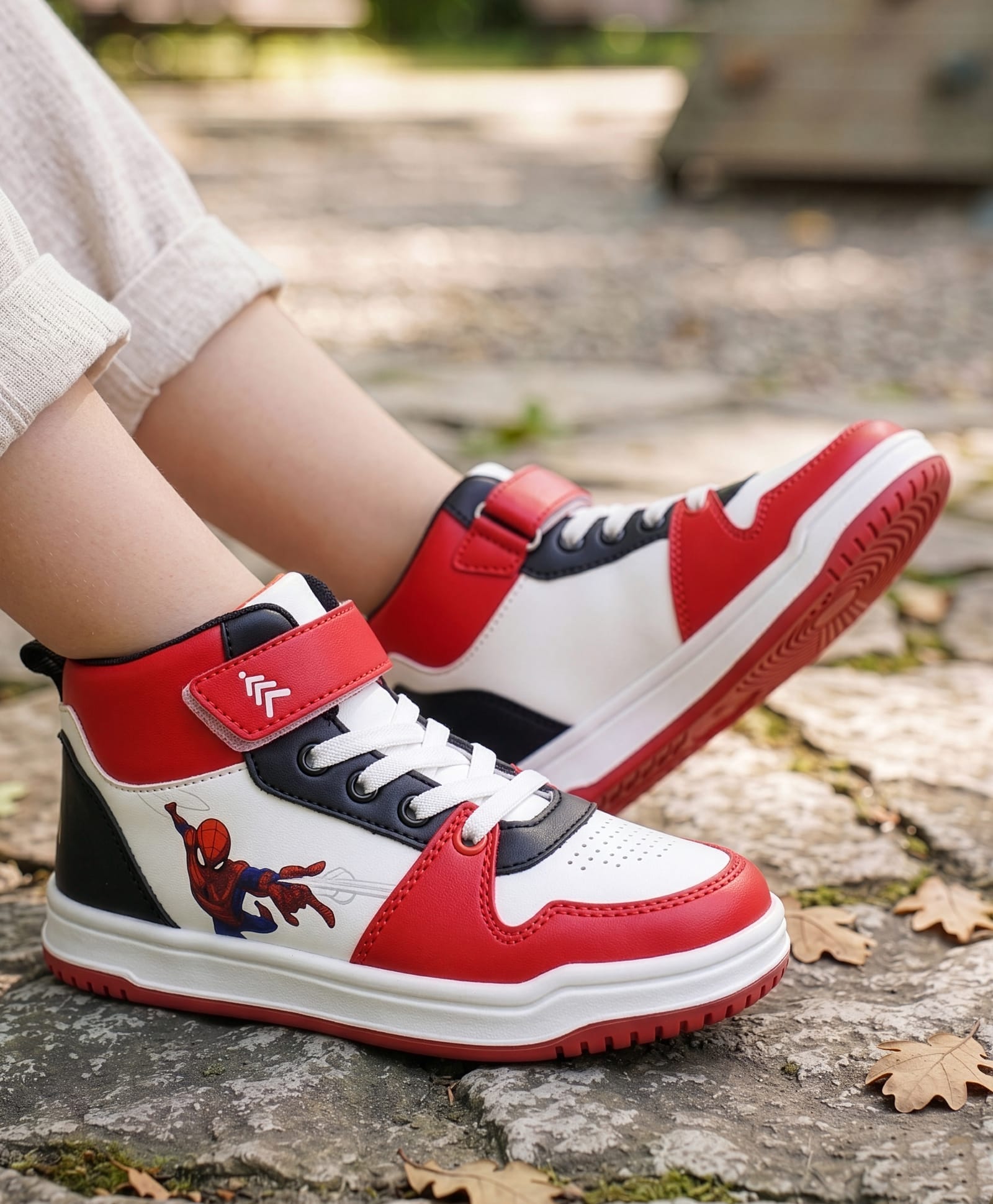 Pine Kids Marvel Velcro Closure Casual Shoes With Spider-Man Graphics - Red & White-image-8