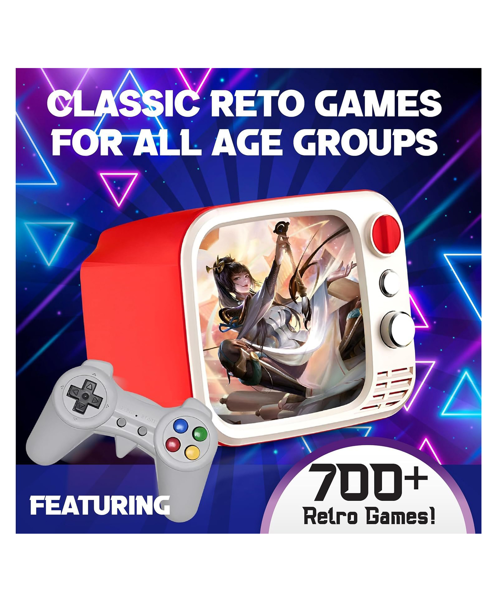 Sanjary Retro Mini Game Console with 700 Plus Built In Classic Games TV Style Screen Wired Controller Fun Family Entertainment System color design may vary-image-6