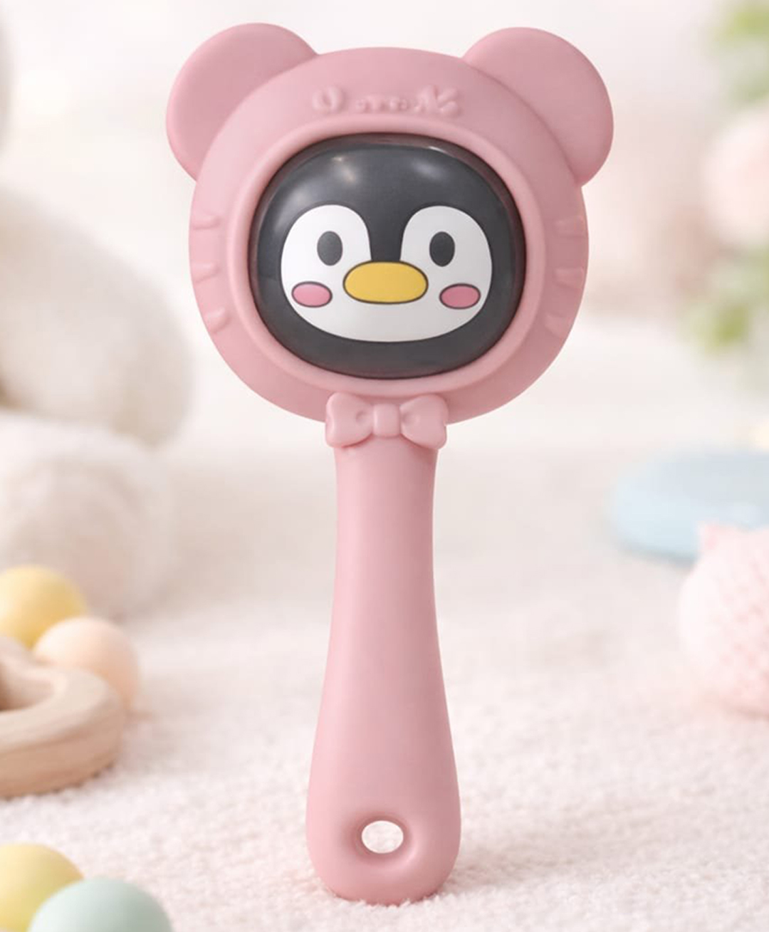 JOY BUZZ Joy Buzz Baby Silicone Teether Cum Rattle Safe, Soothing & Fun For Teething Infants - Pink-picture-12