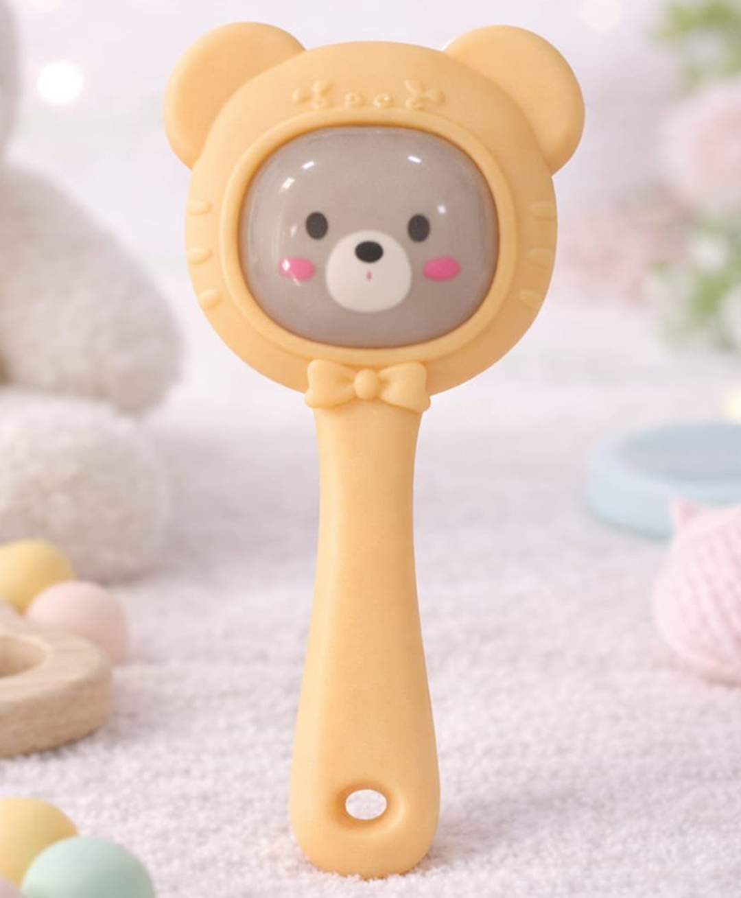 JOY BUZZ Joy Buzz Baby Silicone Teether Cum Rattle Safe, Soothing & Fun For Teething Infants - Yellow-image-31
