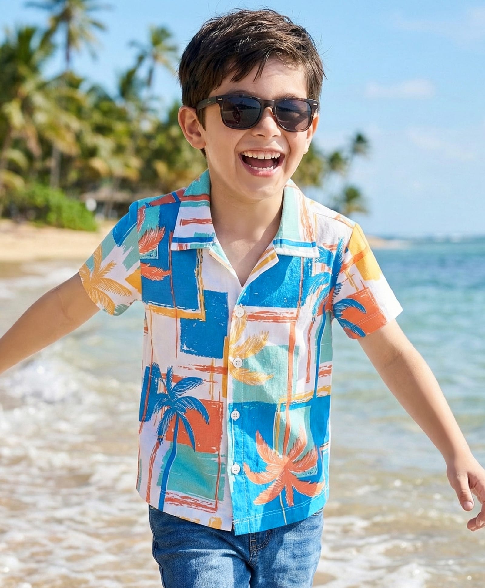 OLLINGTON ST. Cotton Knit Half Sleeves Printed Shirt - Multicolor-picture-25