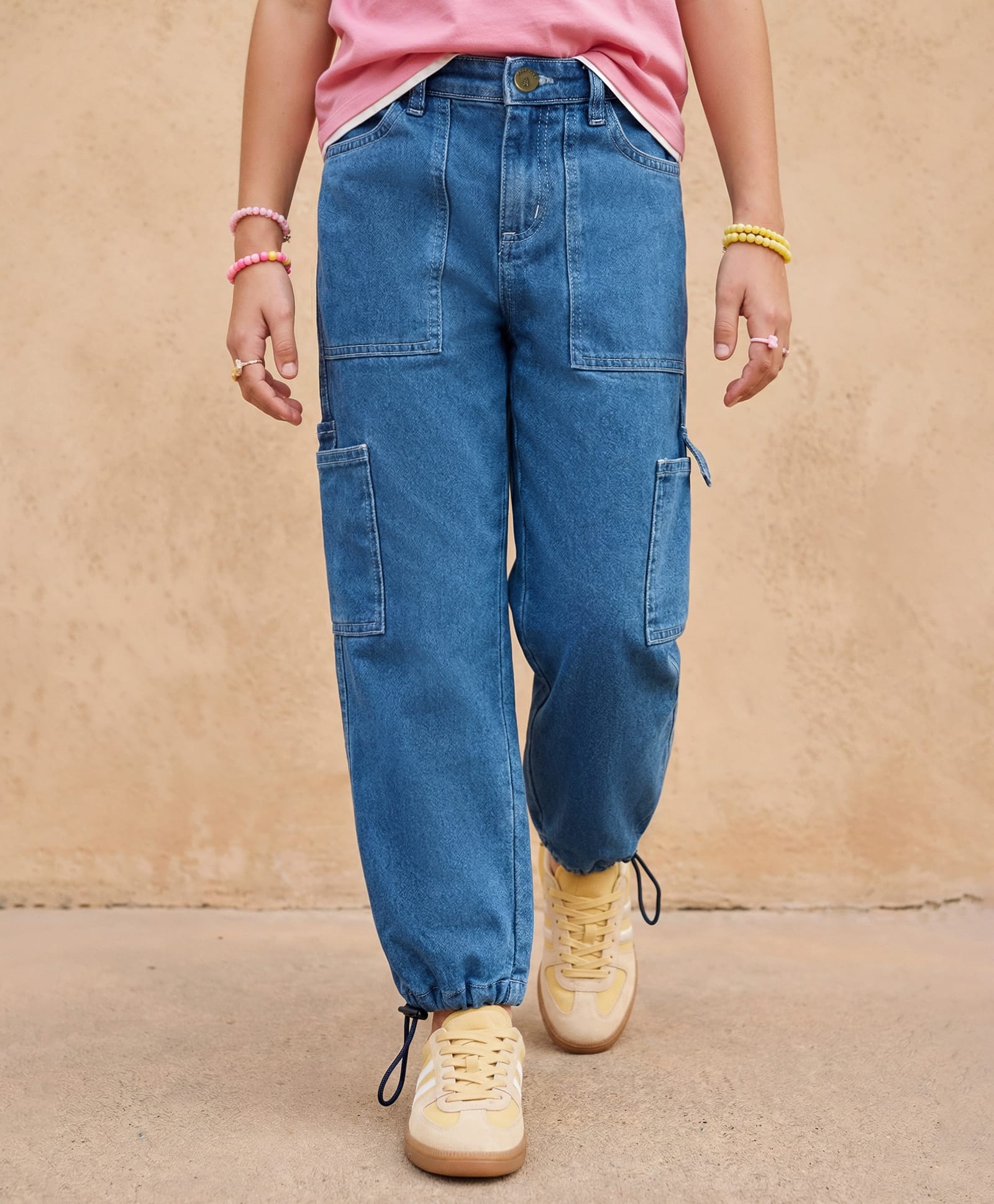 Pine Kids Denim Woven Full Length Solid Colour Jeans - Blue