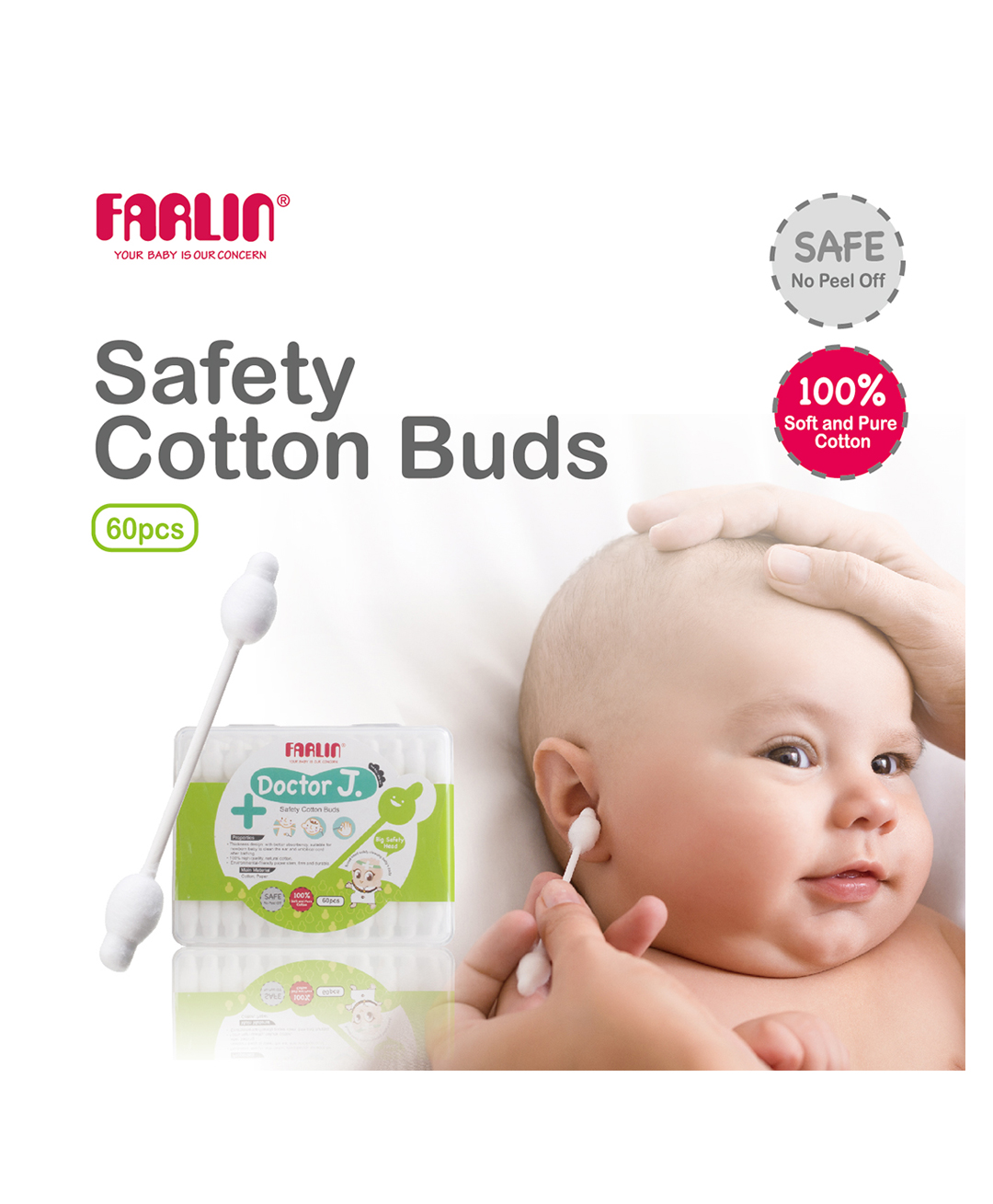 Farlin TOP-113-3 Safety Cotton Buds Gentle Double-Ended Ear and Nose Cleaning Swabs for Babies-picture-26