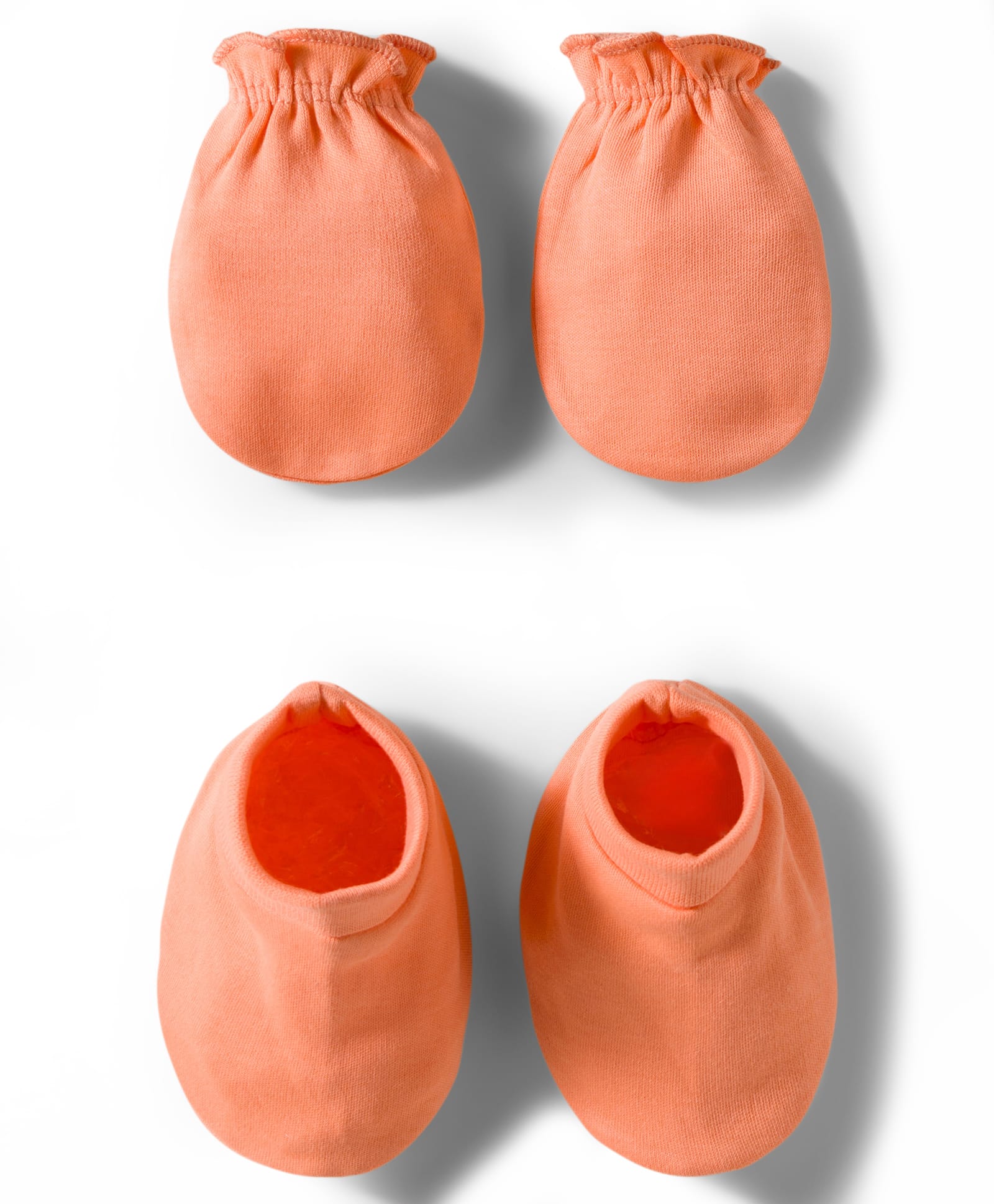 Kookie Kids 100% Cotton Knit Solid Mittens & Booties Set - Orange-image-3