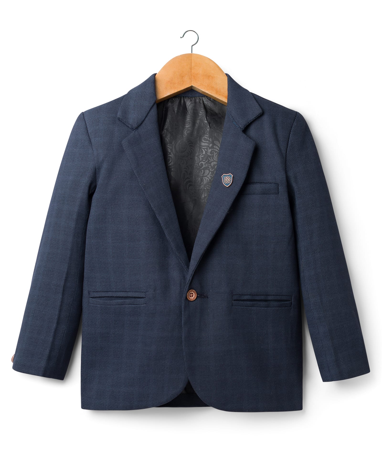 Rikidoos Cotton Woven Full Sleeves Solid Party Blazer - Navy Blue-picture-17