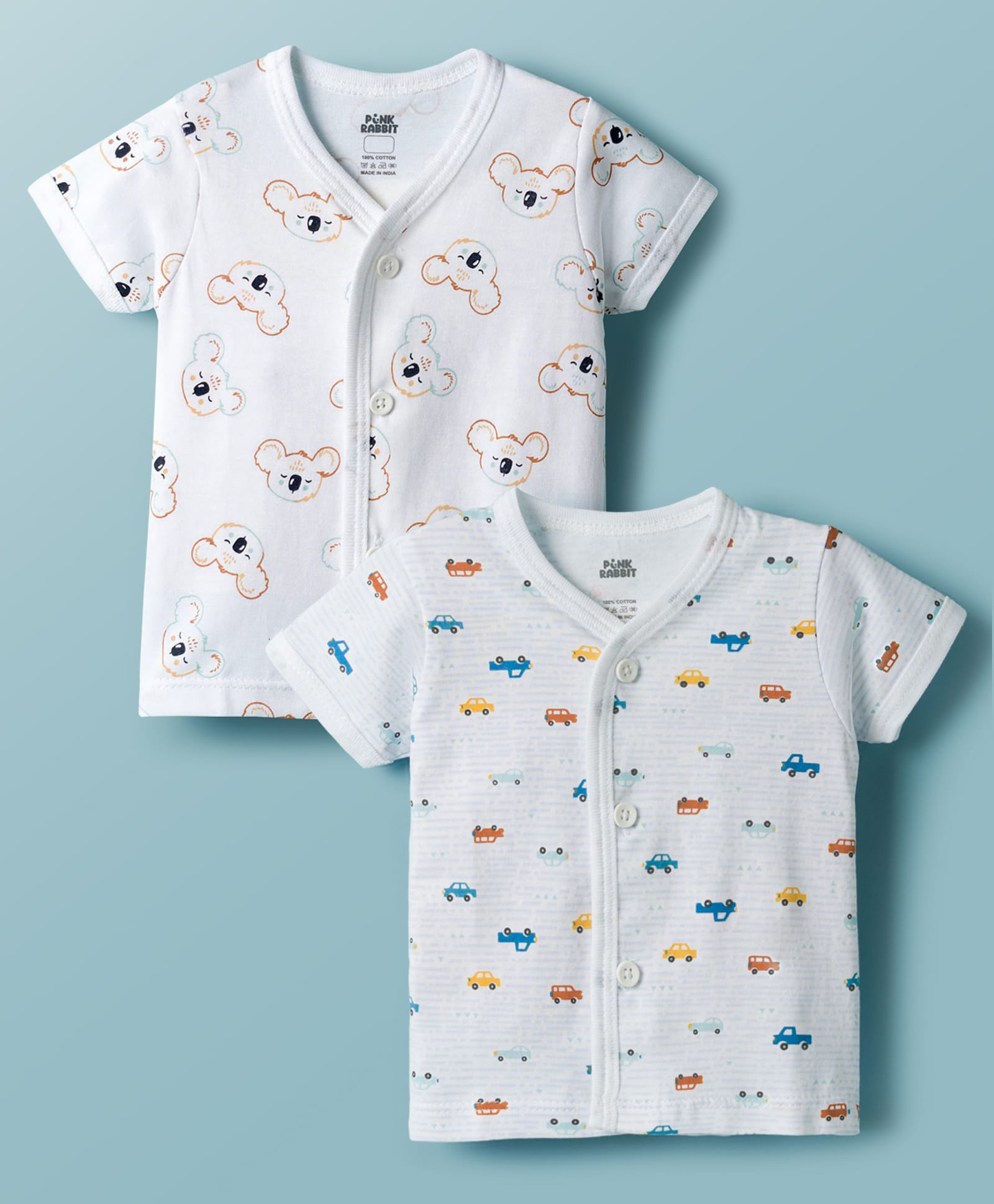 Pink Rabbit Single Jersey Knit Half Sleeves Printed Jhablas Pack of 3 - White-picture-31