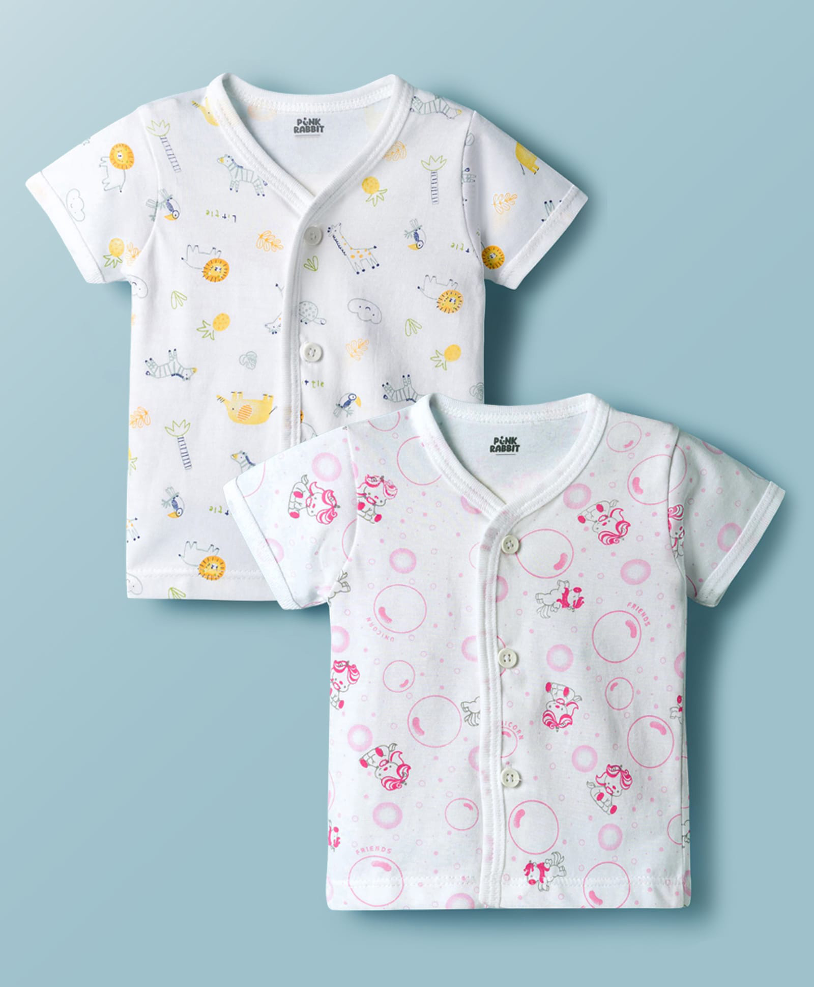 Pink Rabbit Single Jersey Knit Half Sleeves Printed Jhablas Pack of 3 - White-picture-23
