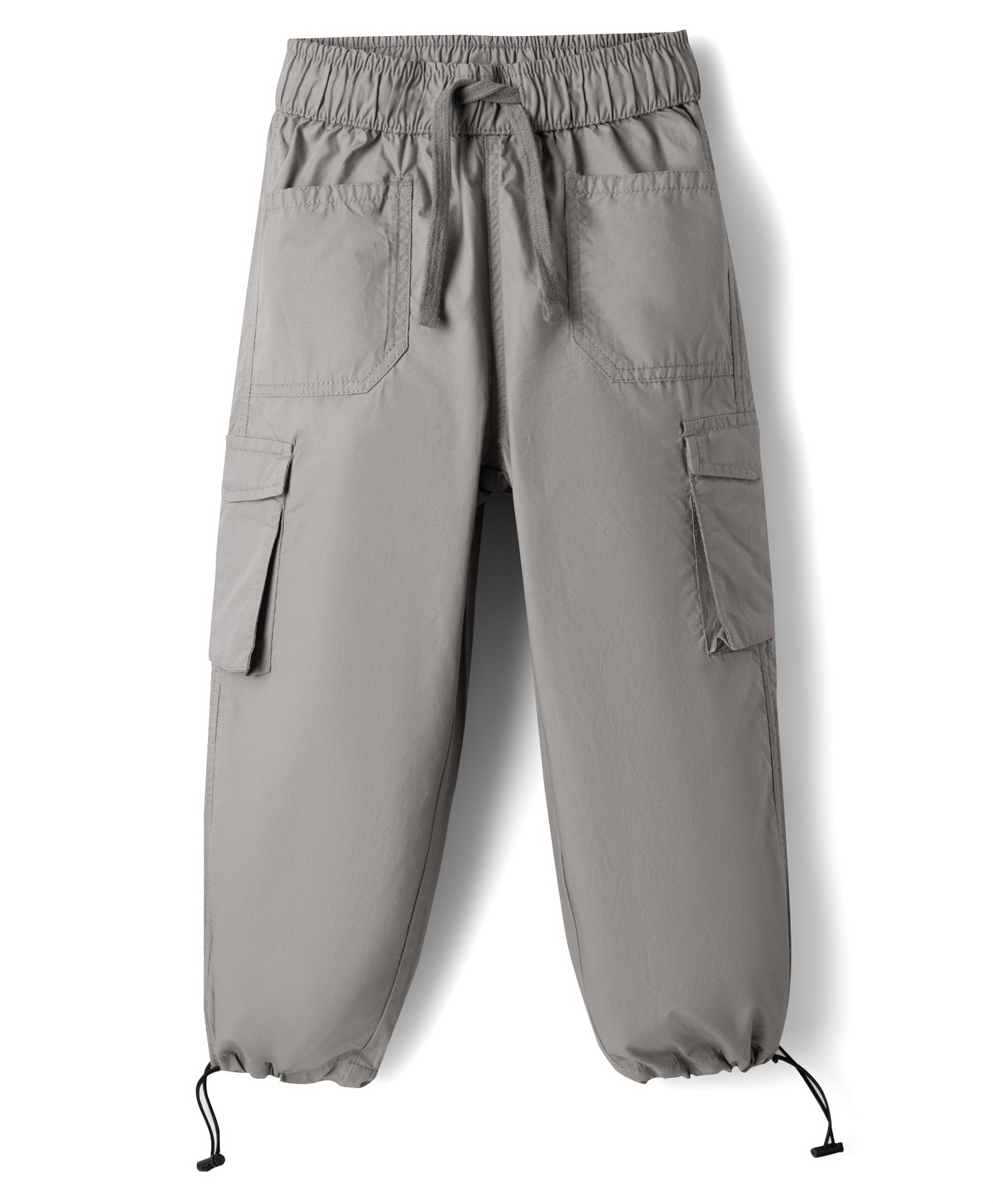 Pine Kids 100% Cotton Woven Full Length Solid Trouser With Cargo Pockets - Grey-picture-25