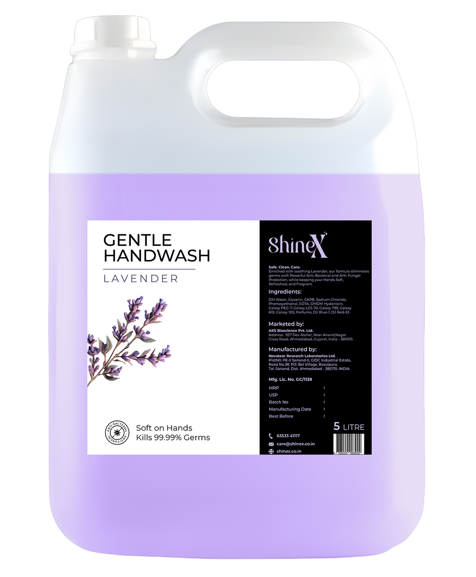 ShineX Lavender Anti Bacterial Hand Wash (5 Litre) | Ages 3 Plus-image-8